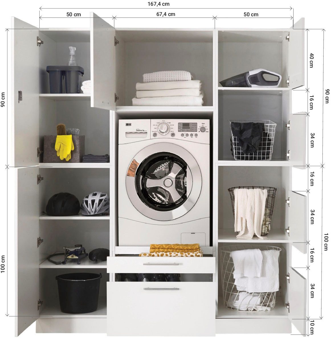 RESPEKTA Multifunctionele kastenset Clara-Set 11 (h x b x d) 200 x 167,4 x 67,6 cm (3 stuks)