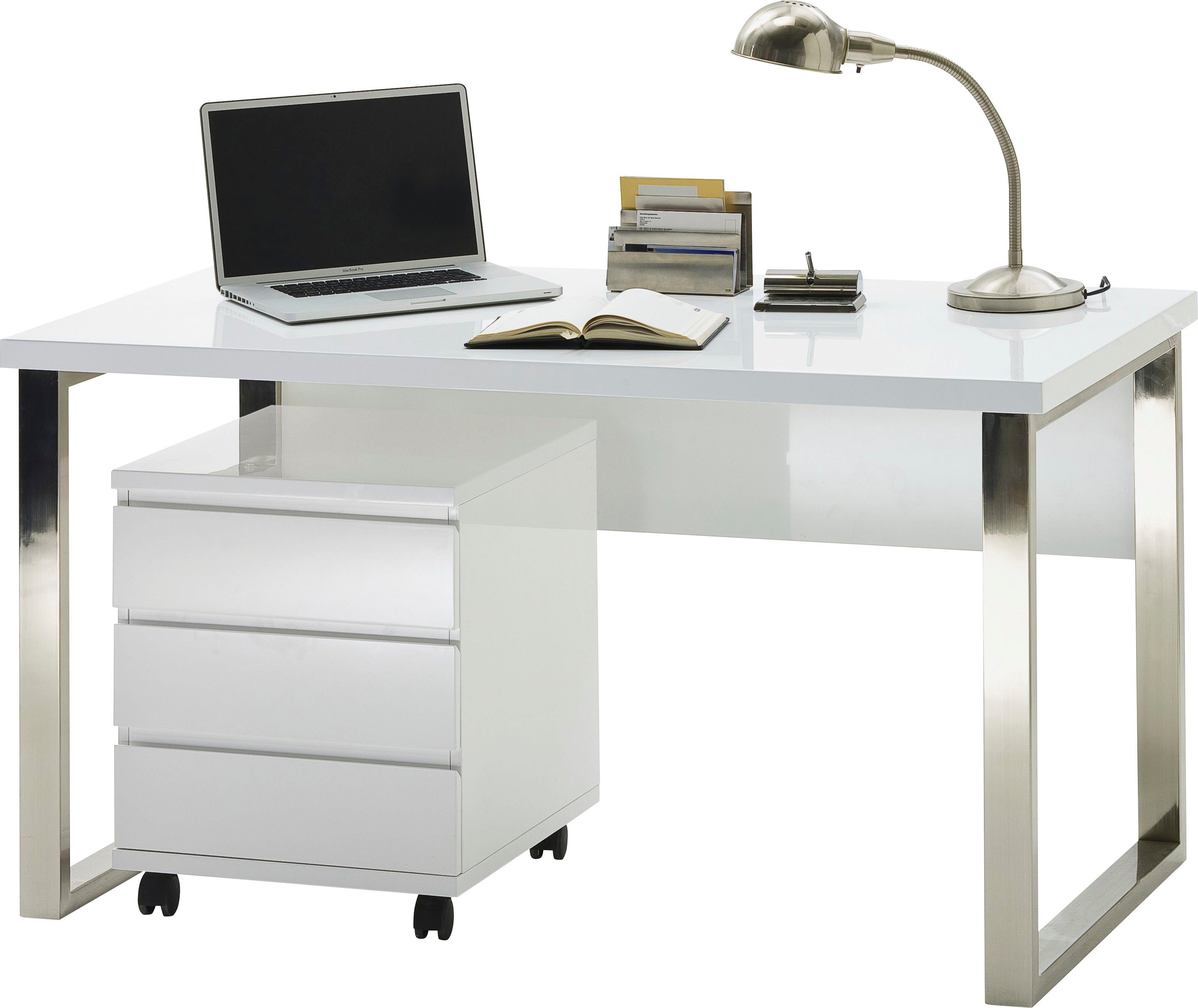 MCA furniture Bureau Sydney hoogglans-wit, breedte 140 cm