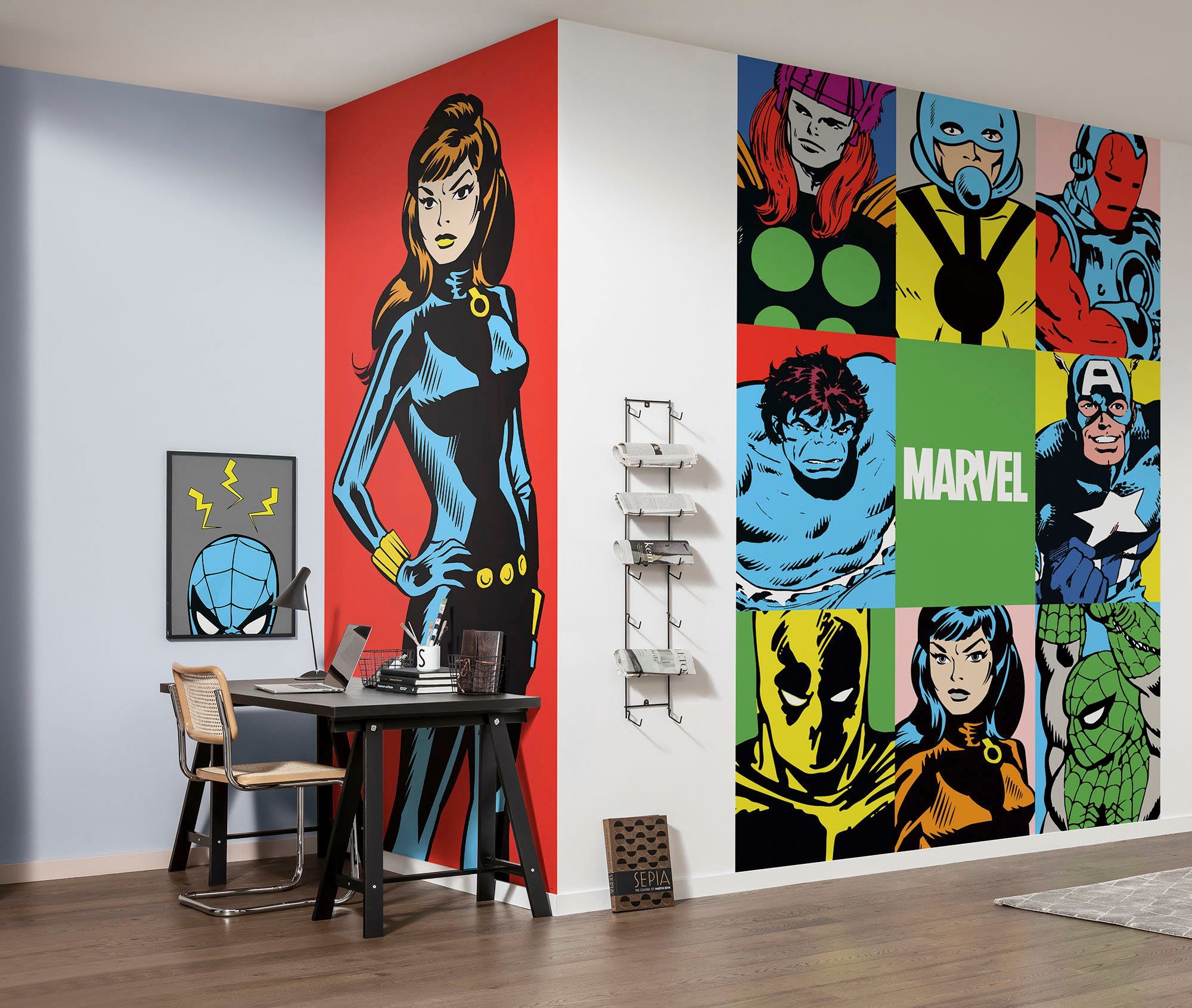 Komar Vliesbehang Digitale print vlies - Marvel PowerUp Widow - Afmeting 100 x 250 cm (1 stuk)
