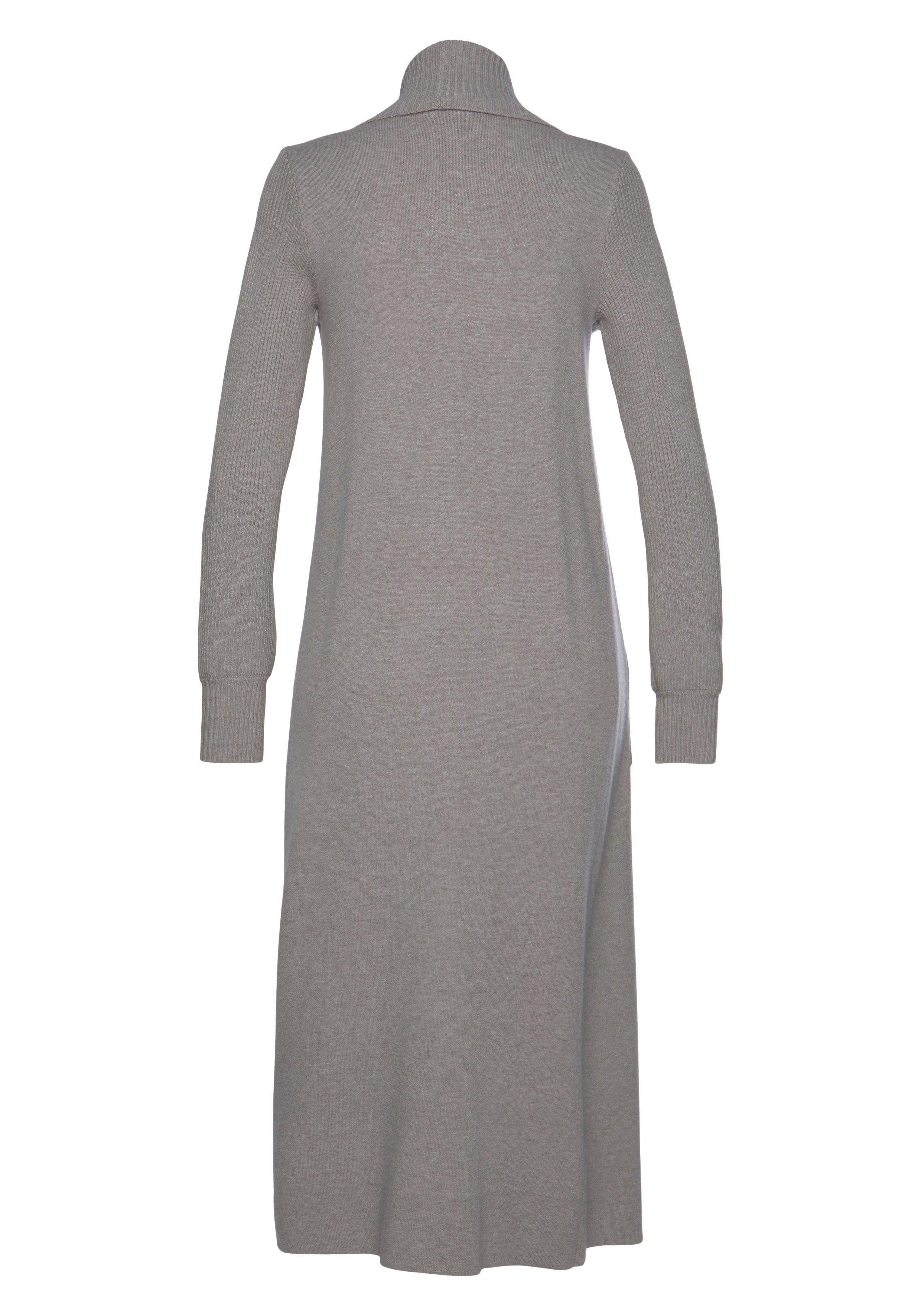 Lascana Lang vest met ribbrei-details en zakken, casual gebreide mantel