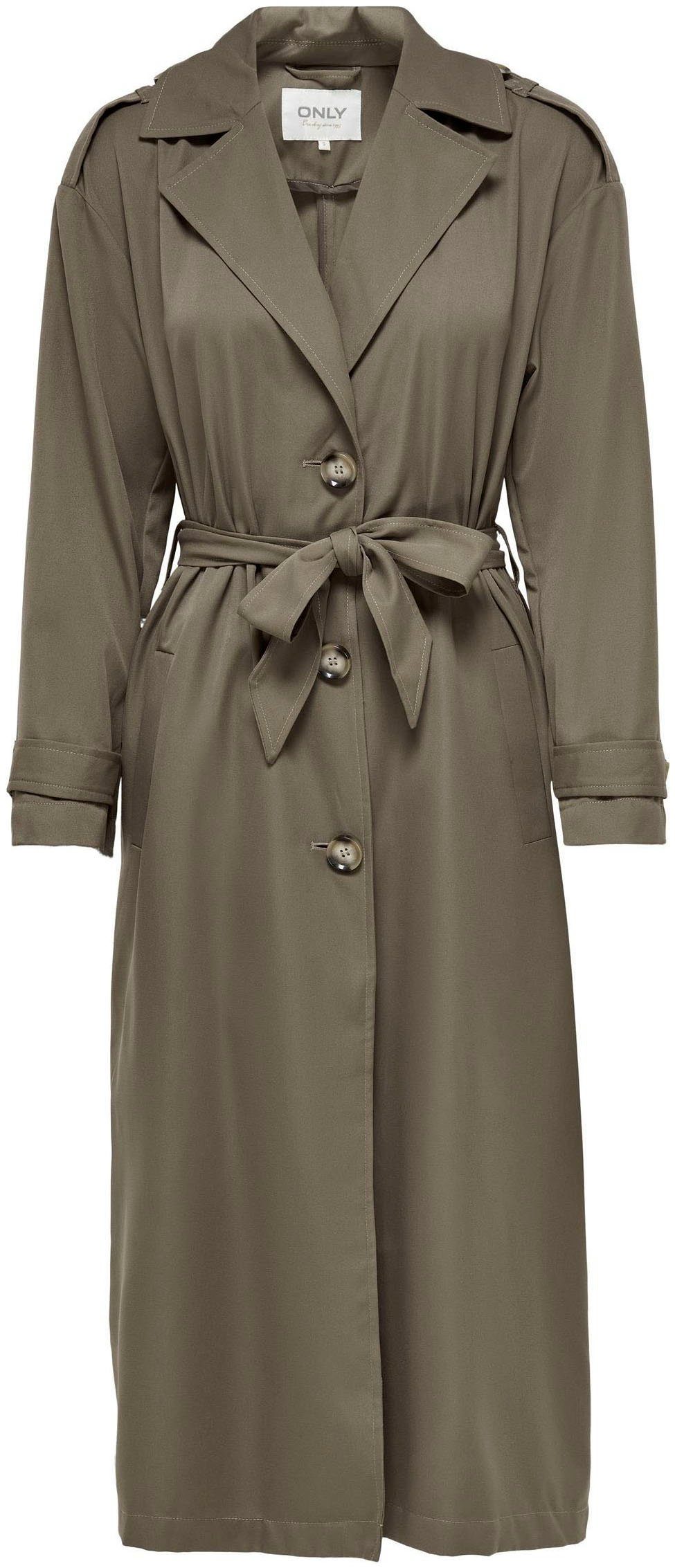 Only Trenchcoat ONLLINE X-LONG TRENCHCOAT OTW NOOS met bindriem in de taille - 2 zijzakken