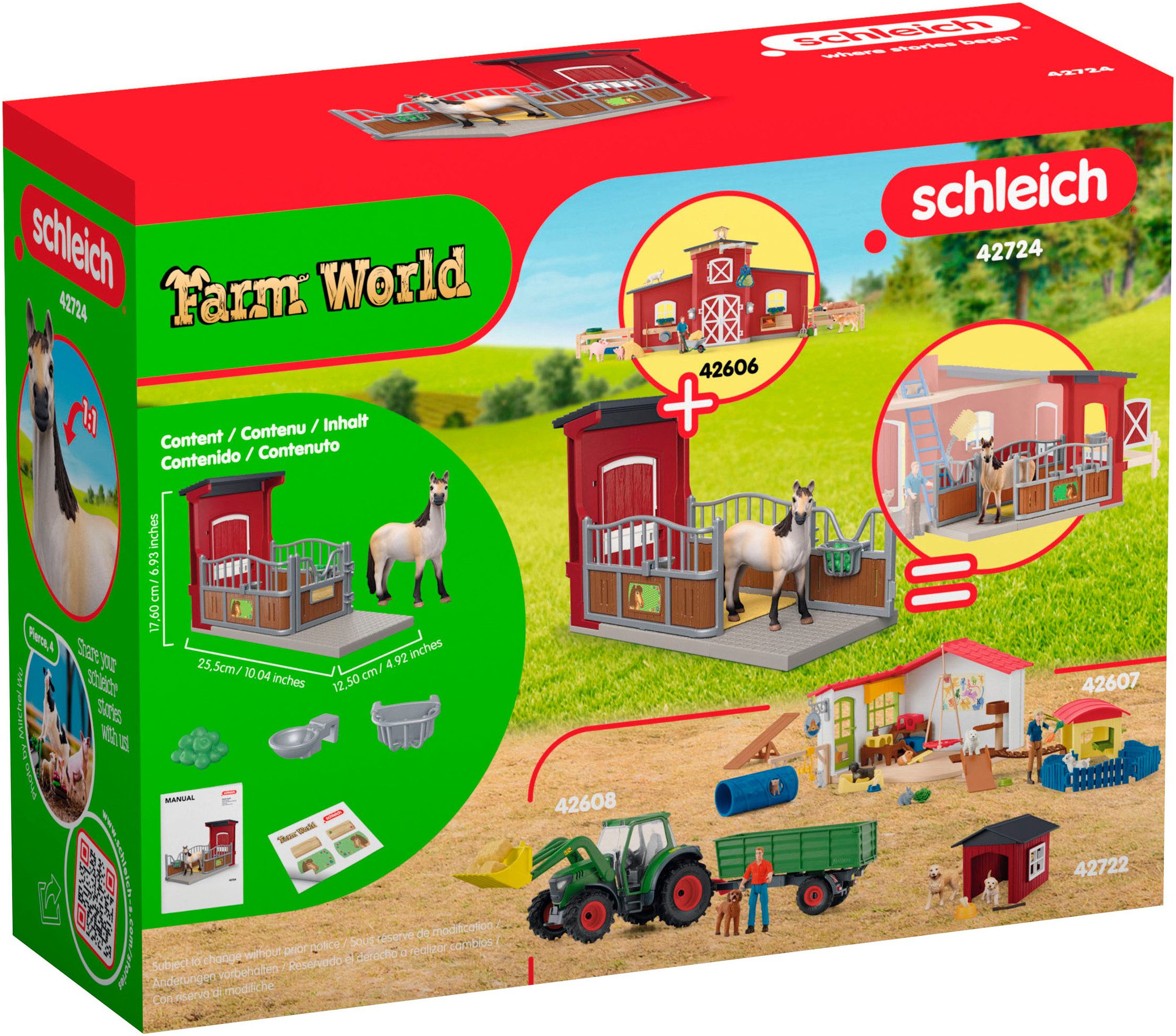 Schleich® Speelwereld FARM WORLD, Ponybox mit Mustang Stute (42724)