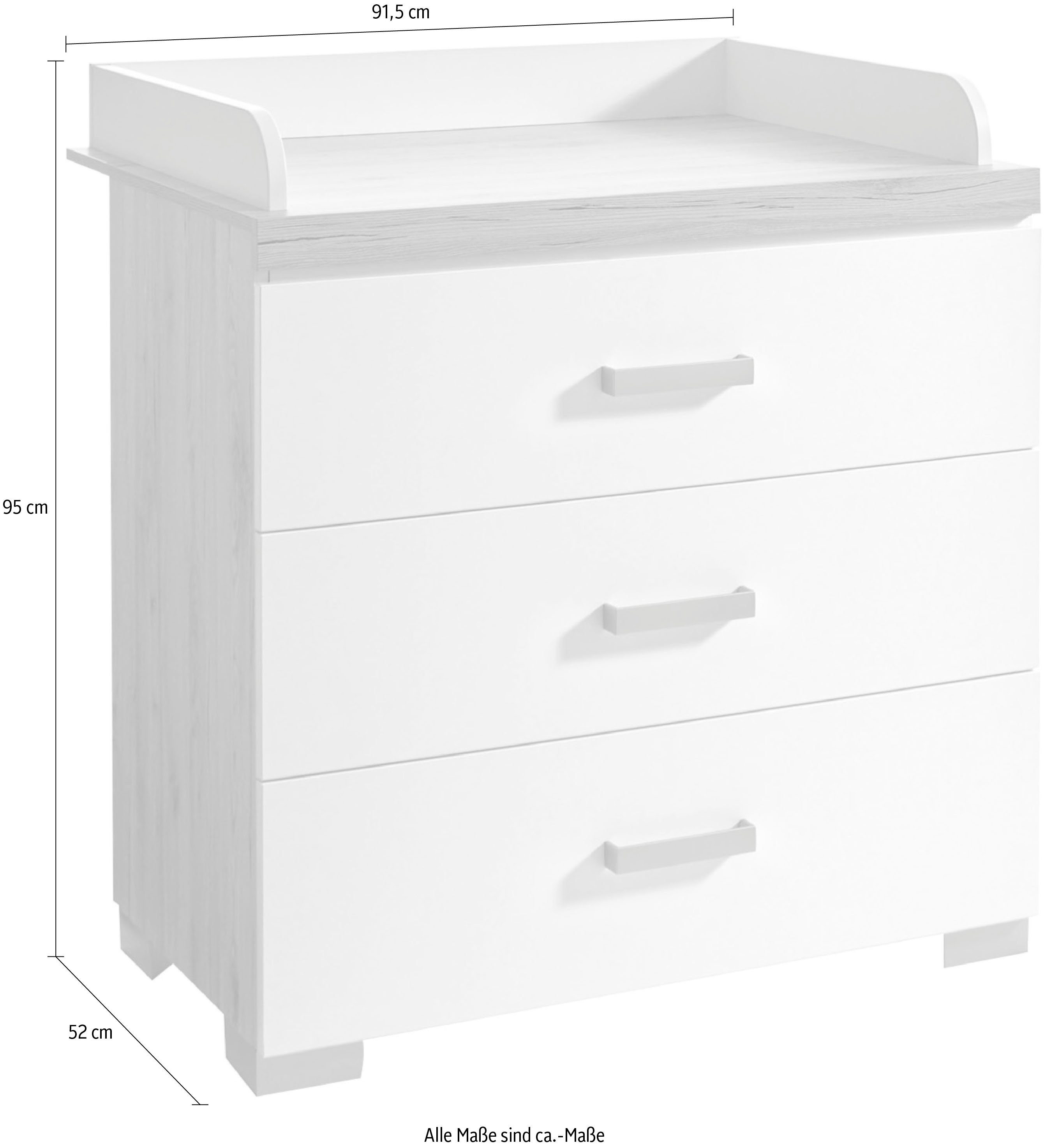 PAIDI Kinderwelten Commode HILJA, by PAIDI, 3 laden inclusief aankleedgedeelte