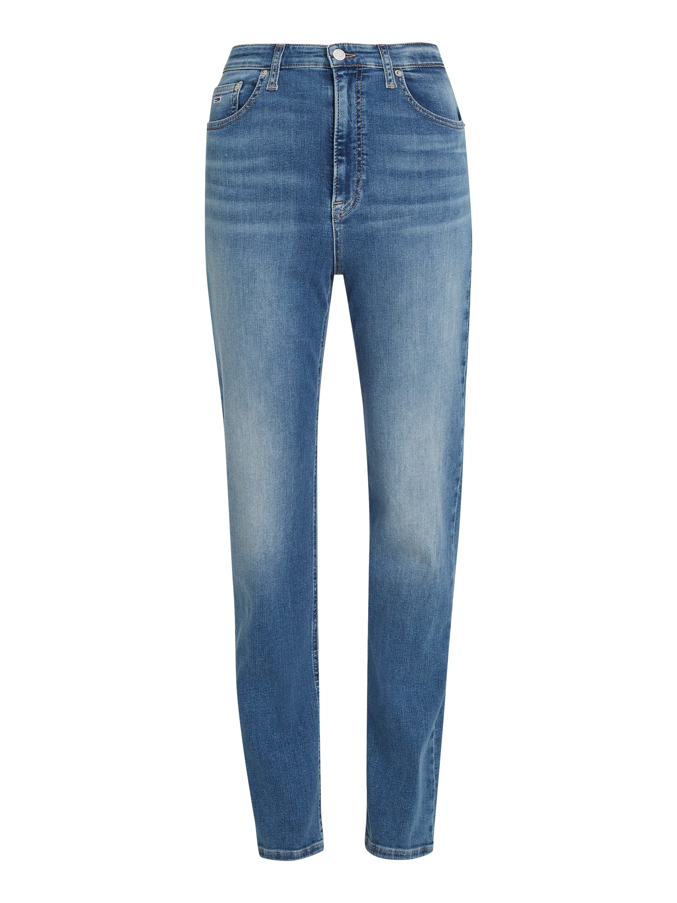 TOMMY JEANS Straight jeans JULIE High Waist Straight Jeans Rechtdoor gesneden denim jeans met hoge taille en Tommy logo-badge