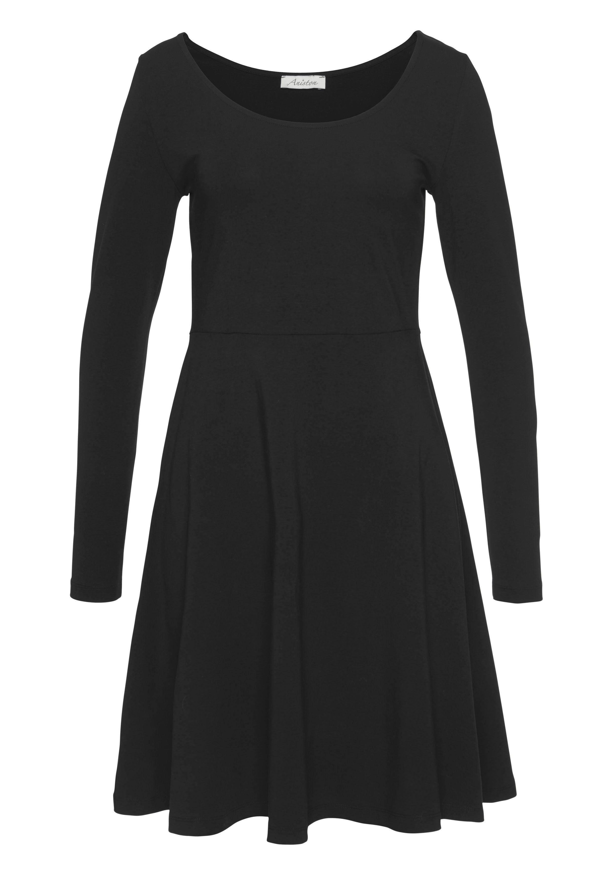 Aniston CASUAL Jerseyjurk met bloemenprint of in uni-zwart