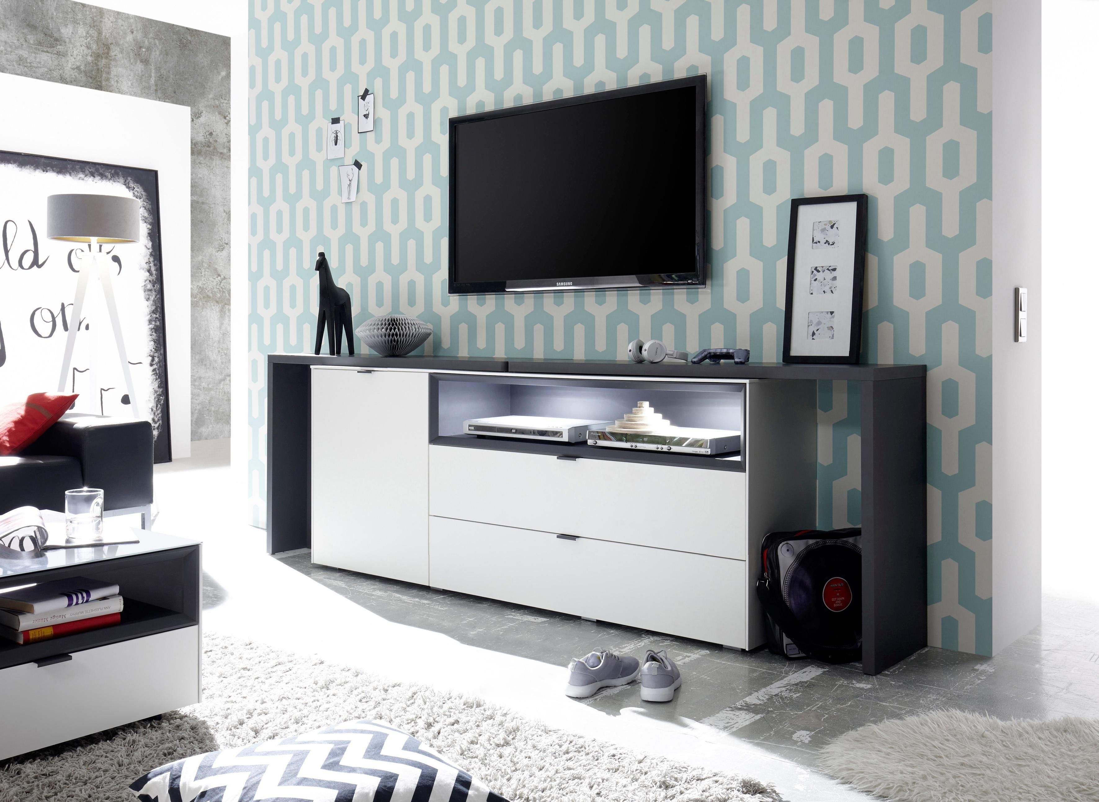 Mäusbacher Dressoir Micelli met tafelfunctie, breedte 177-240 cm dressoirs maat 240x152x77 cm wit