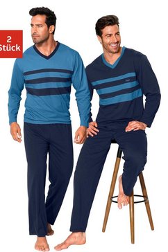 le jogger pyjama met contrastkleurige inzetten voor (set, set van 2) blauw