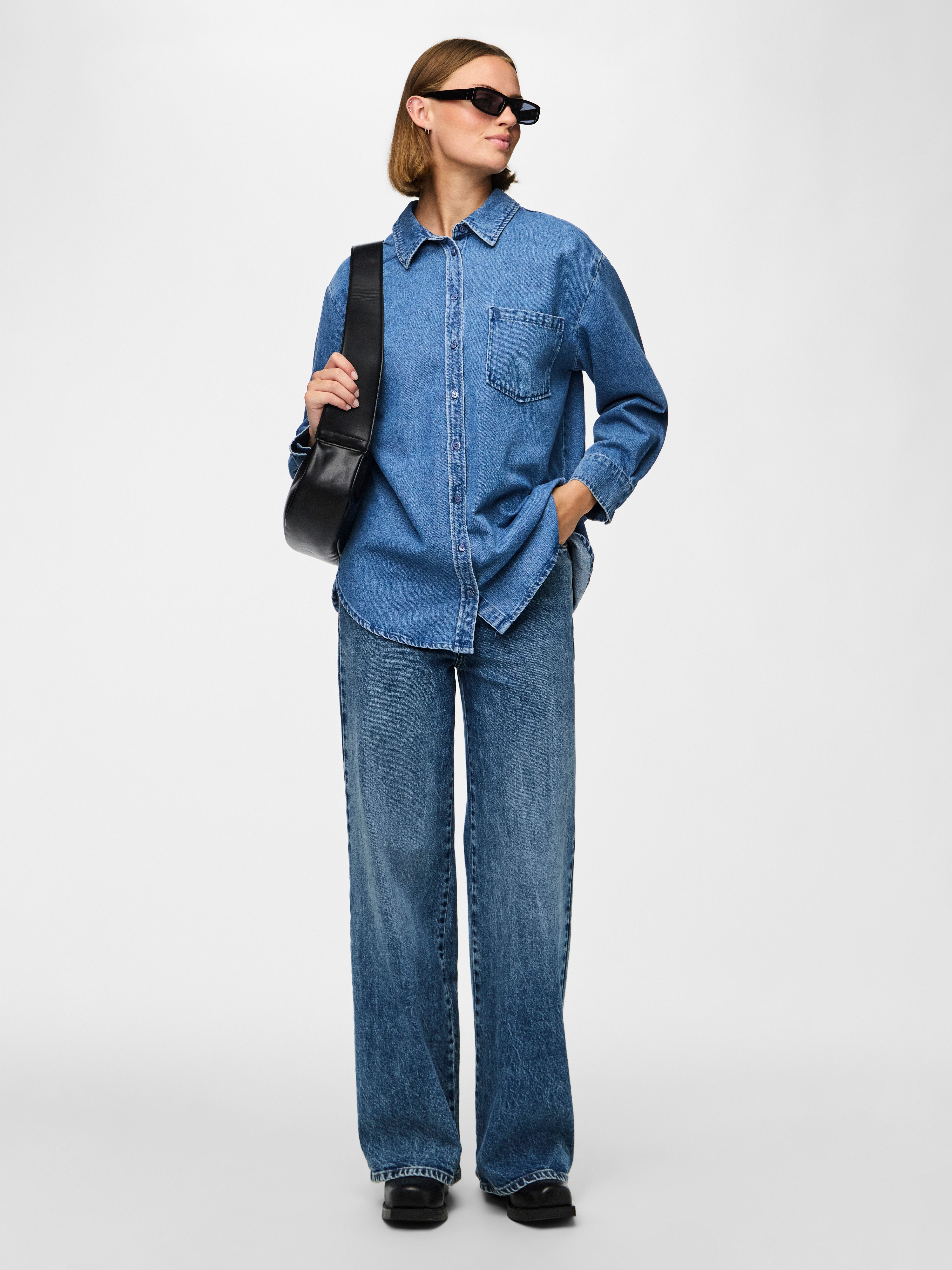 pieces Jeans blouse PCMAISIE LS DENIM SHIRT NOOS BC