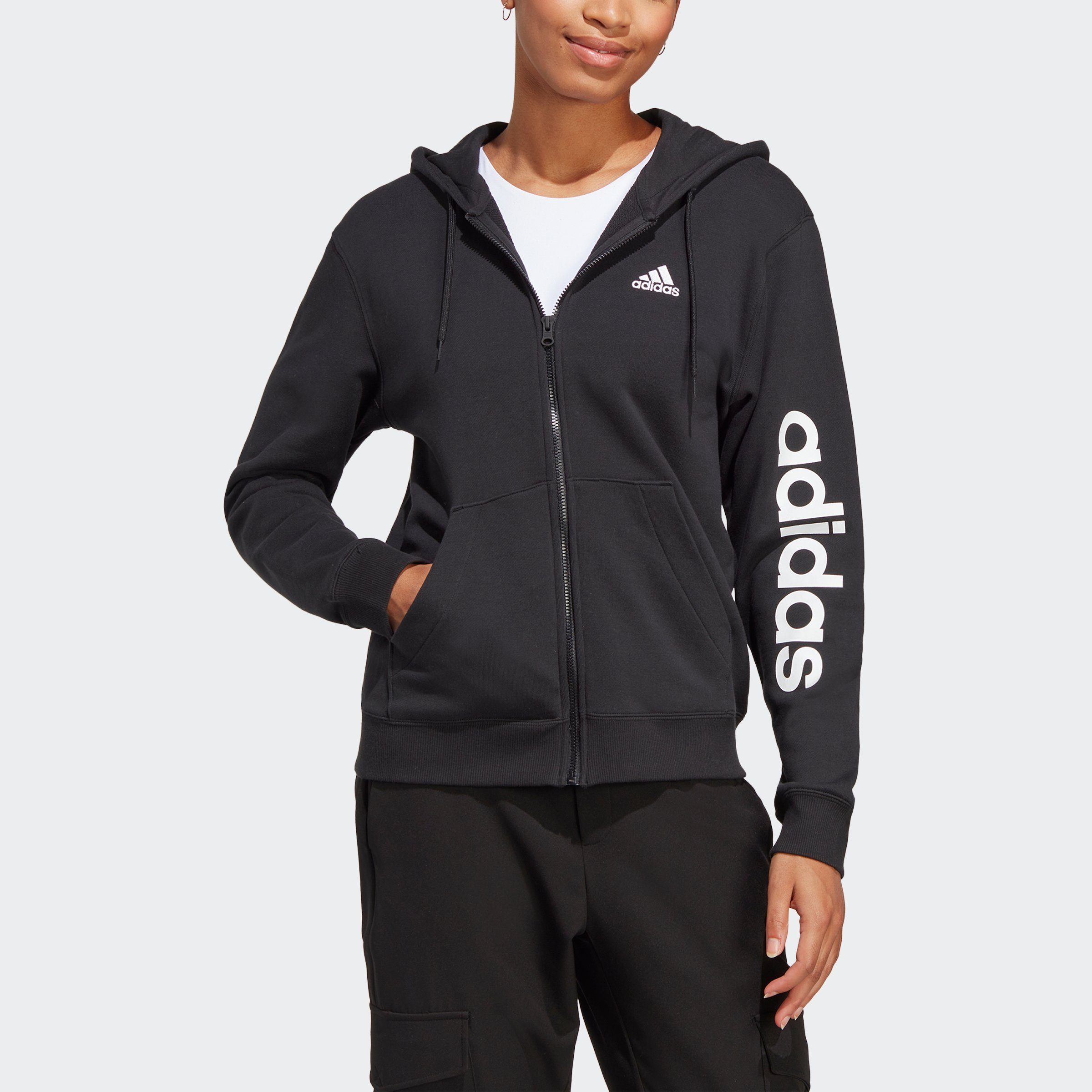 adidas Sportswear Capuchonsweatvest ESSENTIALS LINEAR FRENCH TERRY Capuchonjack (1-delig)