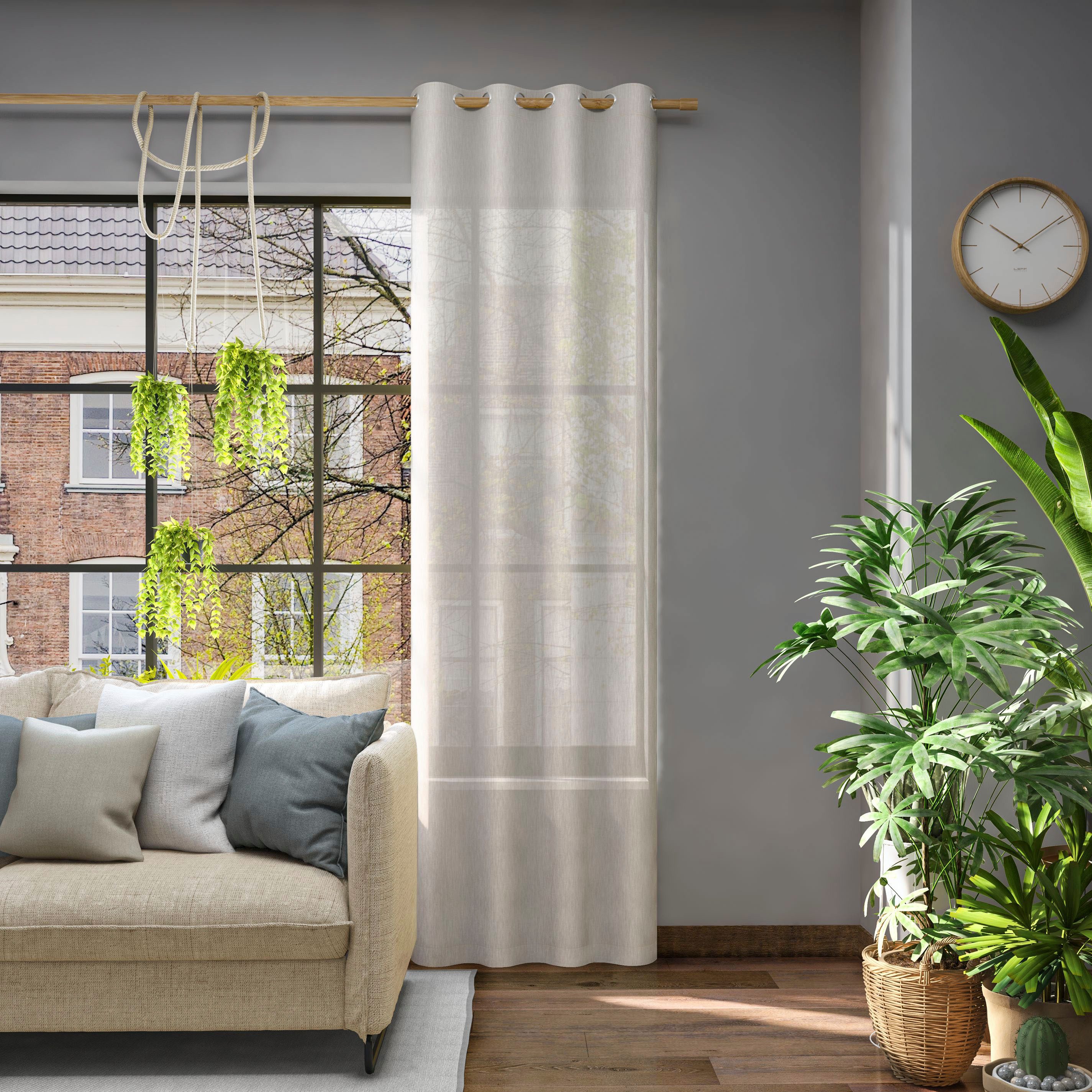 Neutex for you! Gordijn Libre-ECO Duurzaam, breedte 142 cm, op maat (1 stuk) kant & klaar gordijnen maat 142 cm x 135 cm bruin