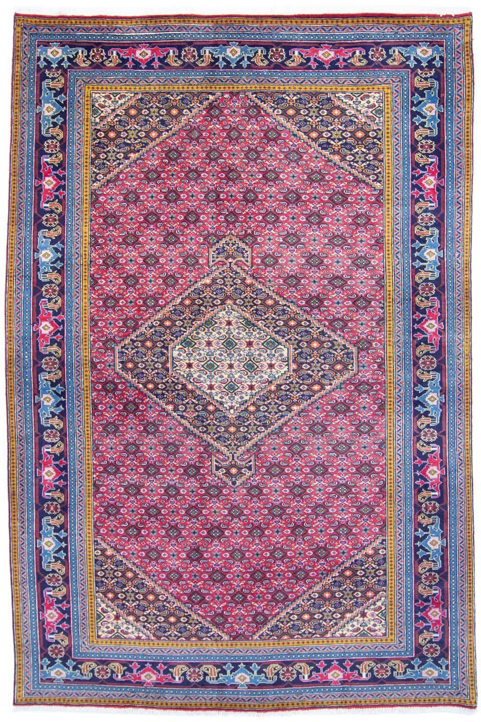 morgenland Wollen kleed Ardebil medaillon Blu 297 x 199 cm Uniek exemplaar met certificaat