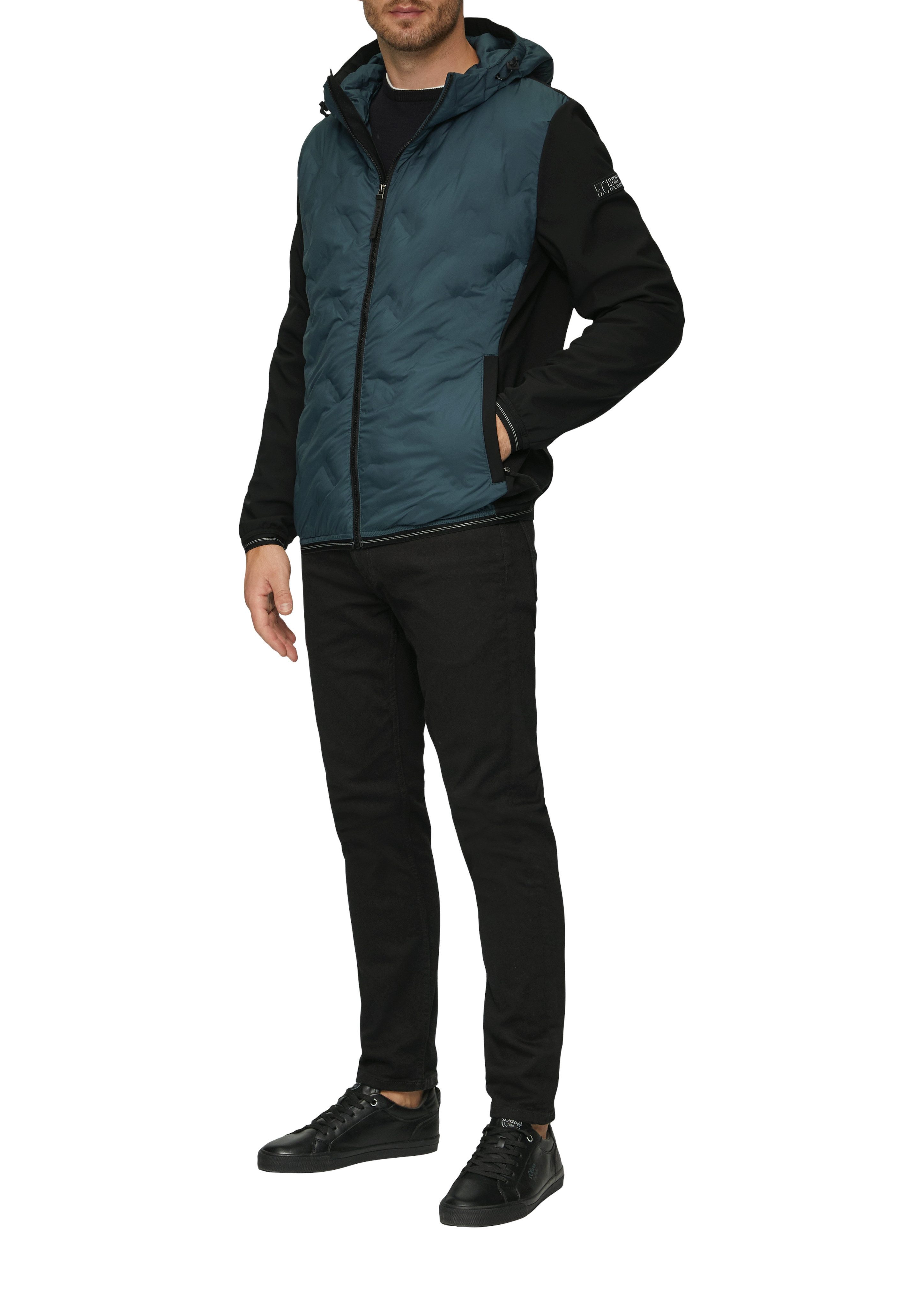 s.Oliver Gewatteerde jas met softshell-mouwen en capuchon