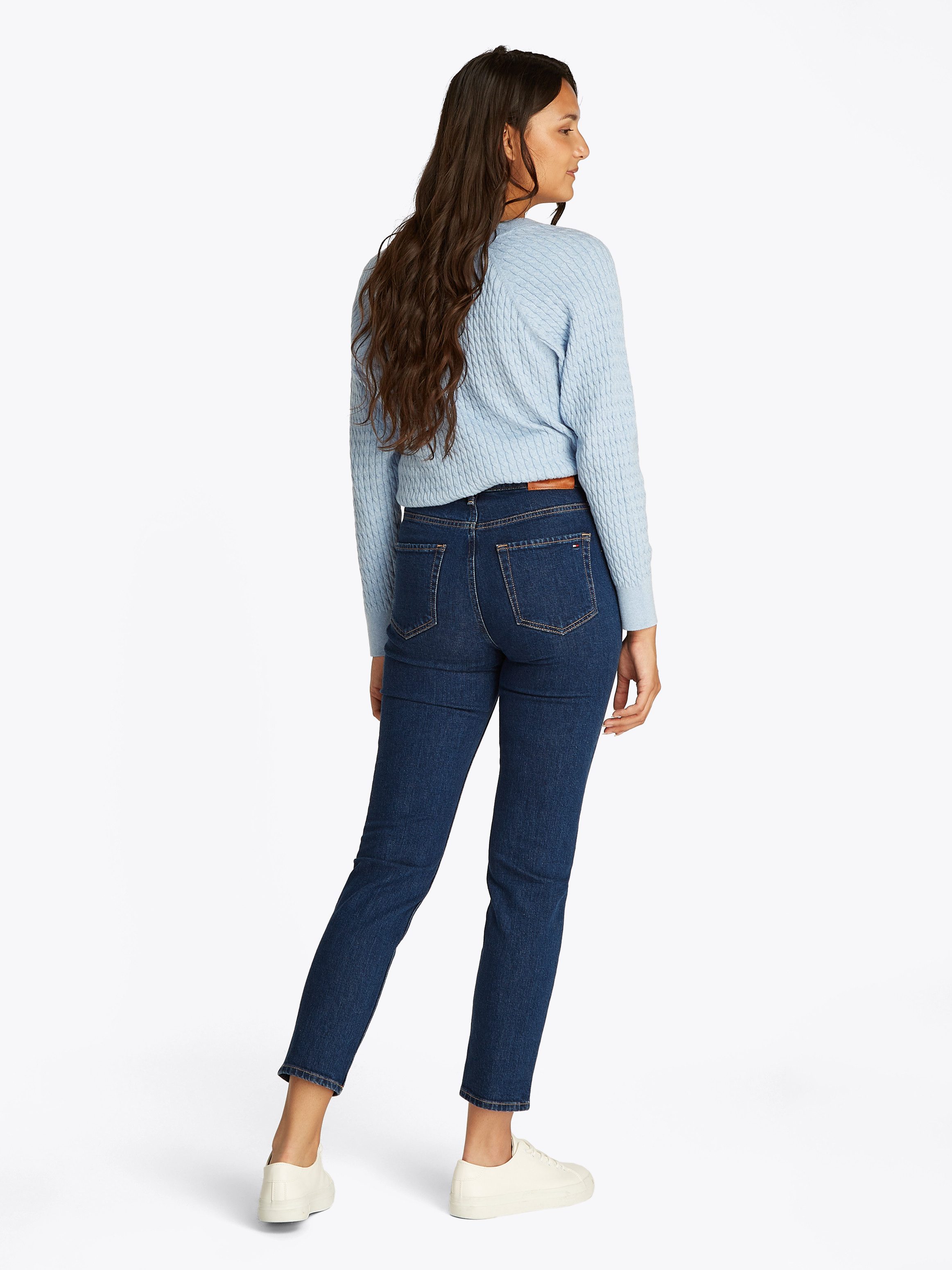 Tommy Hilfiger Slim fit jeans Slim Cigarette High Waist met logo-badge, in blauwe wassing