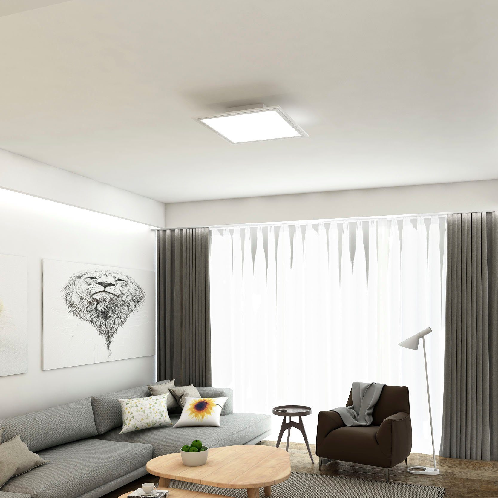 Briloner Leuchten Led-paneel 7194016 Piatto Plafondlamp, 29,5x29,5x5 cm, wit, 18W, woonkamer, slaapkamer, gang