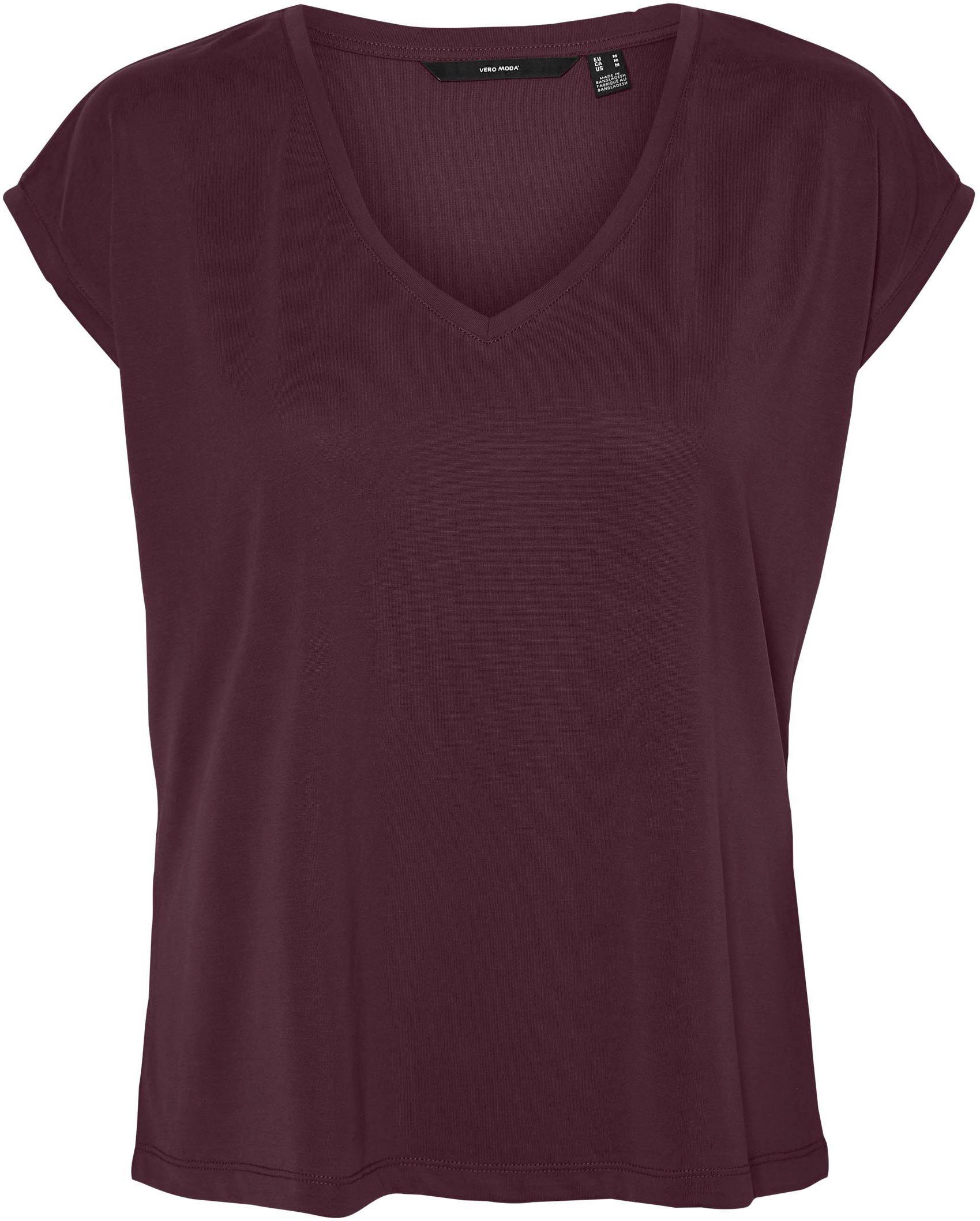 Vero Moda Shirt met V-hals VMFILLI SS V-NECK TEE GA NOOS in een materialenmix met tencel™ modal