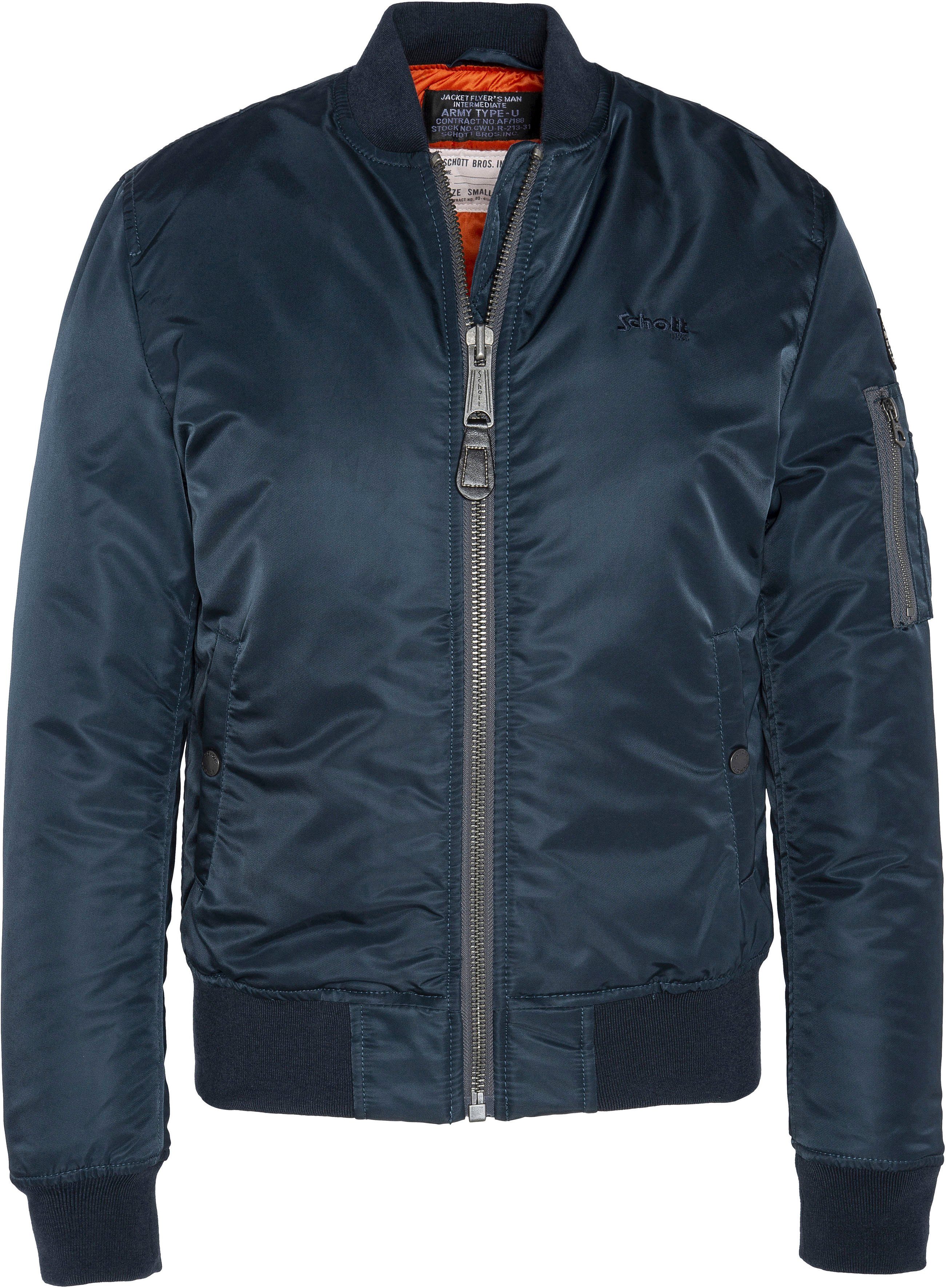 Schott NYC Bomberjack met extra mouwzakken dames bomberjacks maat XS (32) blauw
