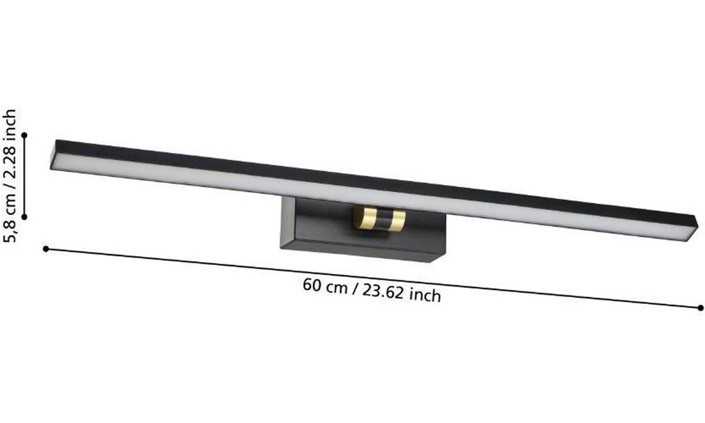 EGLO Spiegellamp VERDELLO Wandlamp van kunststof in zwart, wit en messing, badkamerlamp, IP44 (1 stuk)