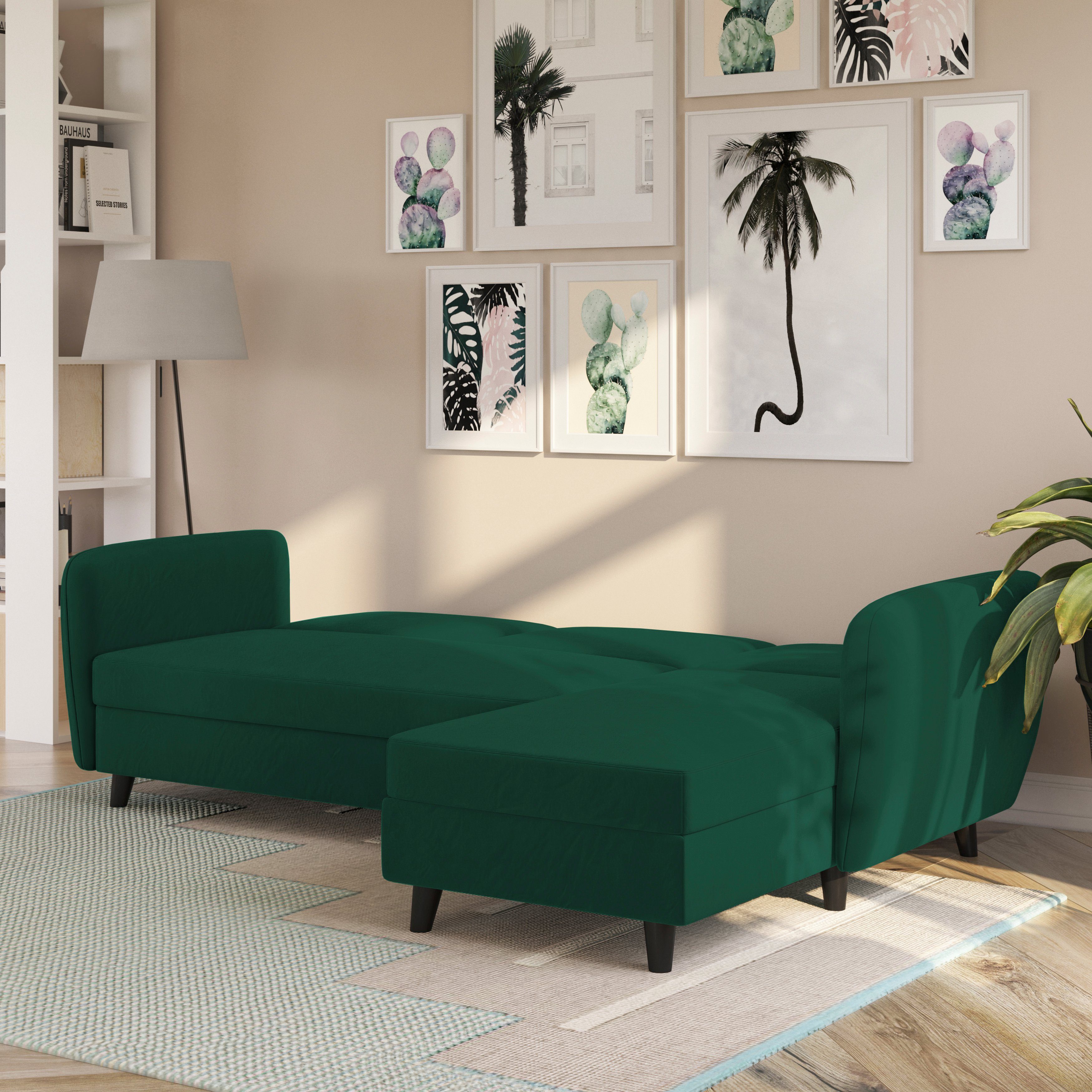 Dorel Home Hoekbank Perry, L-vorm Rugleuning, verschillende kleurvarianten, zithoogte 43 cm, breedte 219 cm