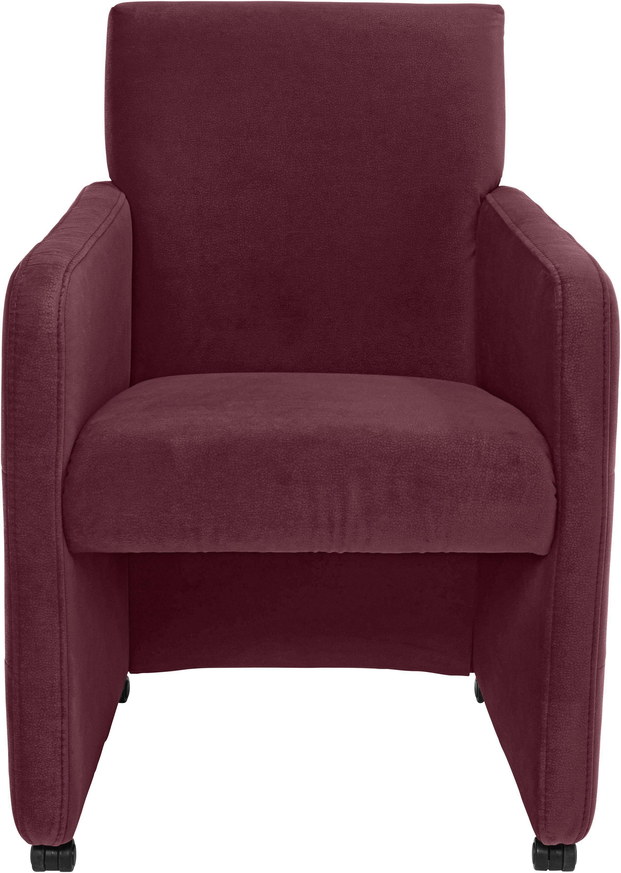 exxpo - sofa fashion Eetkamerstoel Barista, lounge stoel op wielen met hoge bodemvrijheid smalle armleuningen, totale breedte ca. 61 cm, comfortabele zithoogte ca. 49 cm