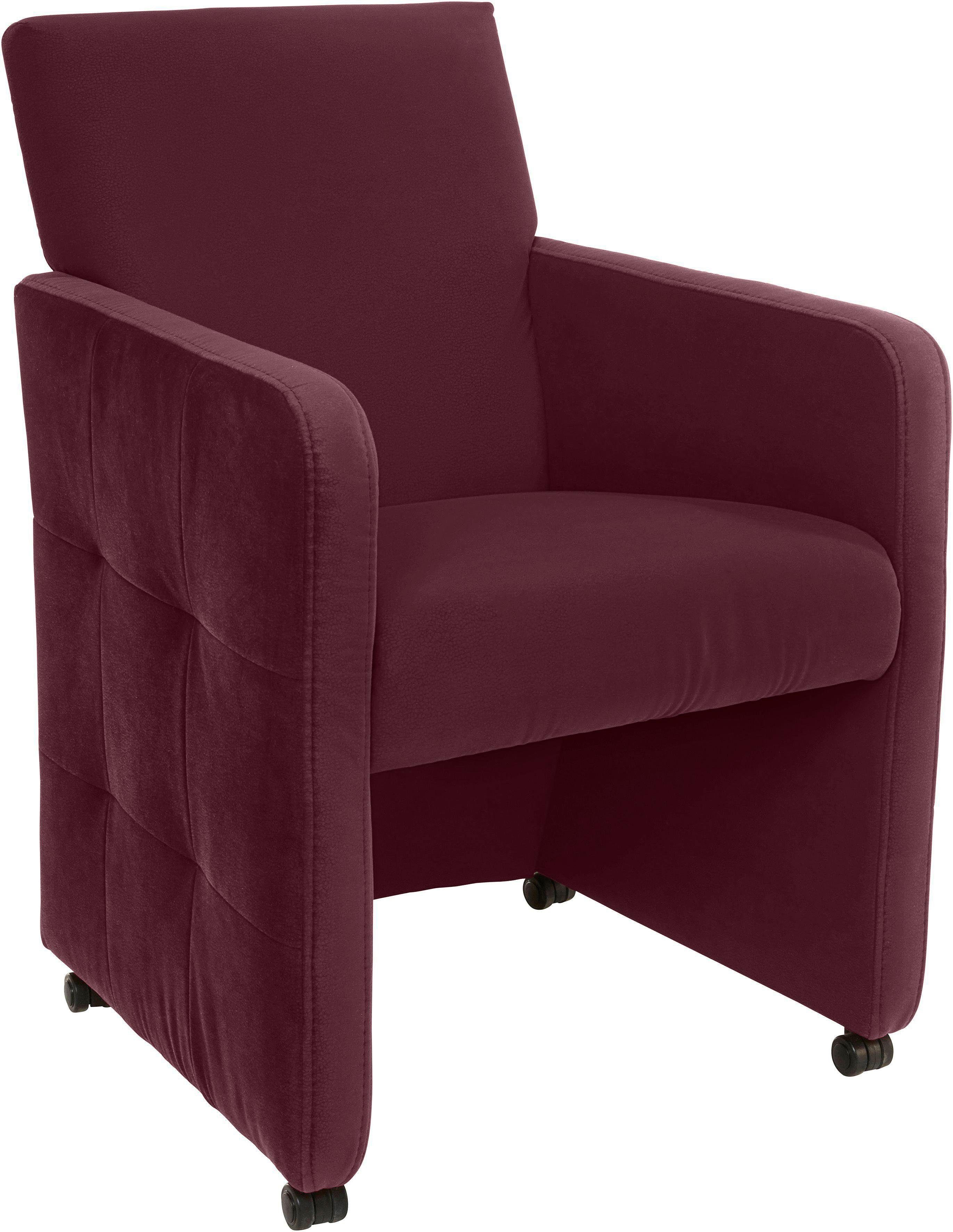 exxpo - sofa fashion Eetkamerstoel Barista, lounge stoel op wielen met hoge bodemvrijheid smalle armleuningen, totale breedte ca. 61 cm, comfortabele zithoogte ca. 49 cm