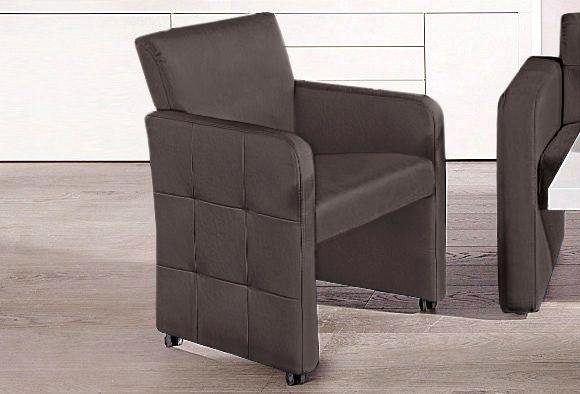 exxpo - sofa fashion Fauteuil Barista, lounge stoel op wielen met hoge bodemvrijheid smalle armleuningen, totale breedte ca. 61 cm, comfortabele