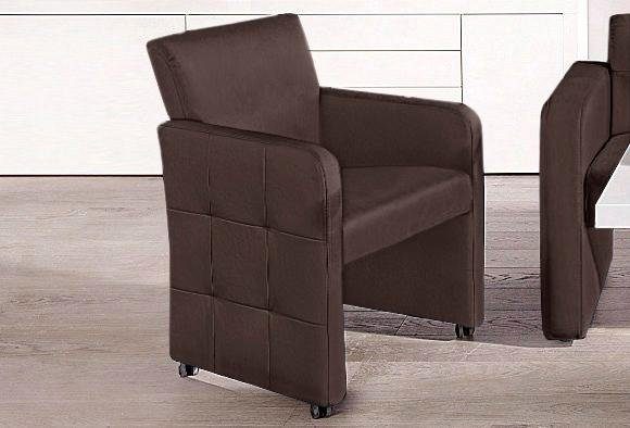 exxpo - sofa fashion Eetkamerstoel Barista, lounge stoel op wielen met hoge bodemvrijheid smalle armleuningen, totale breedte ca. 61 cm, comfortabele