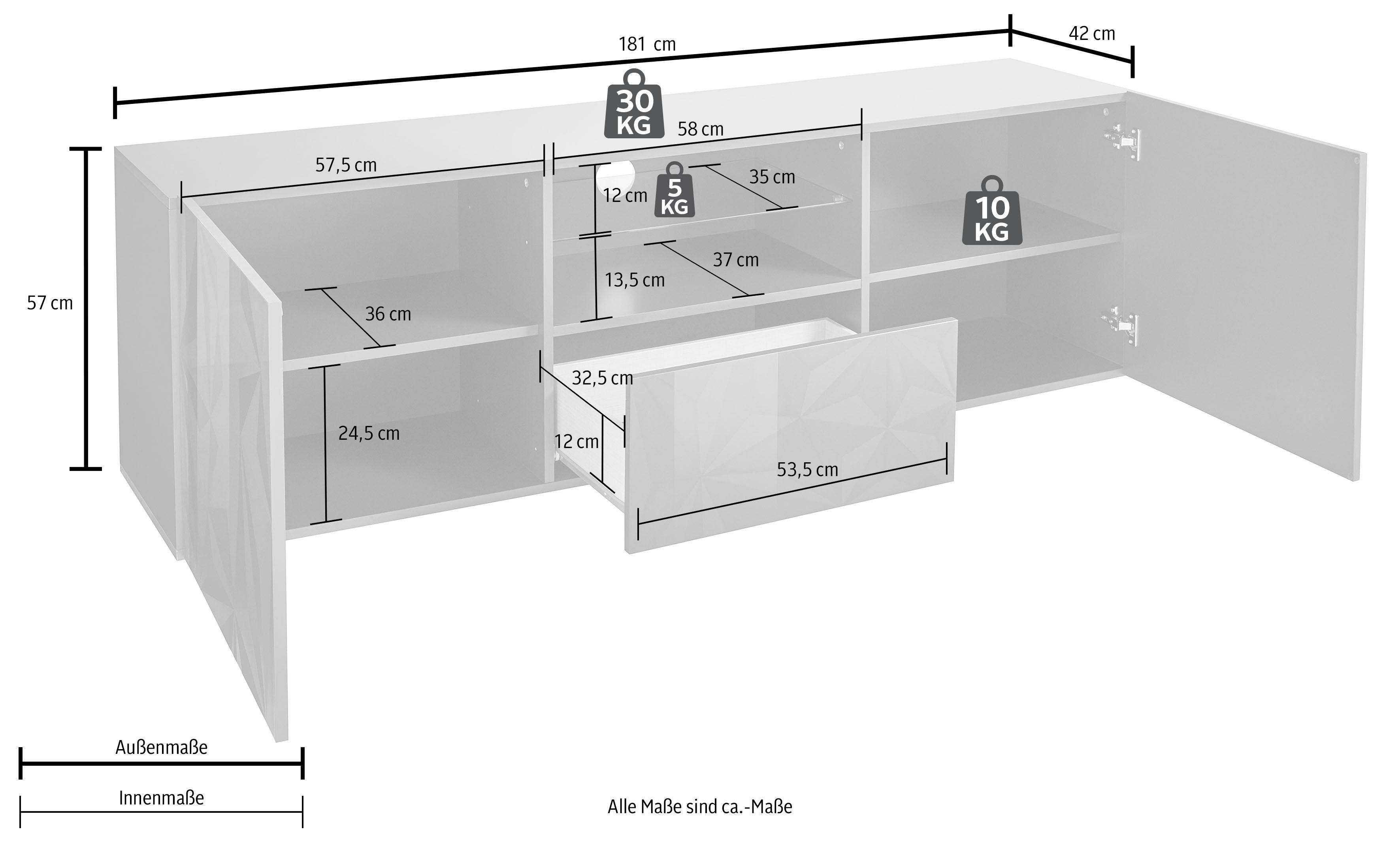INOSIGN Tv-meubel Prisma Breedte 181 cm, 2-deurs