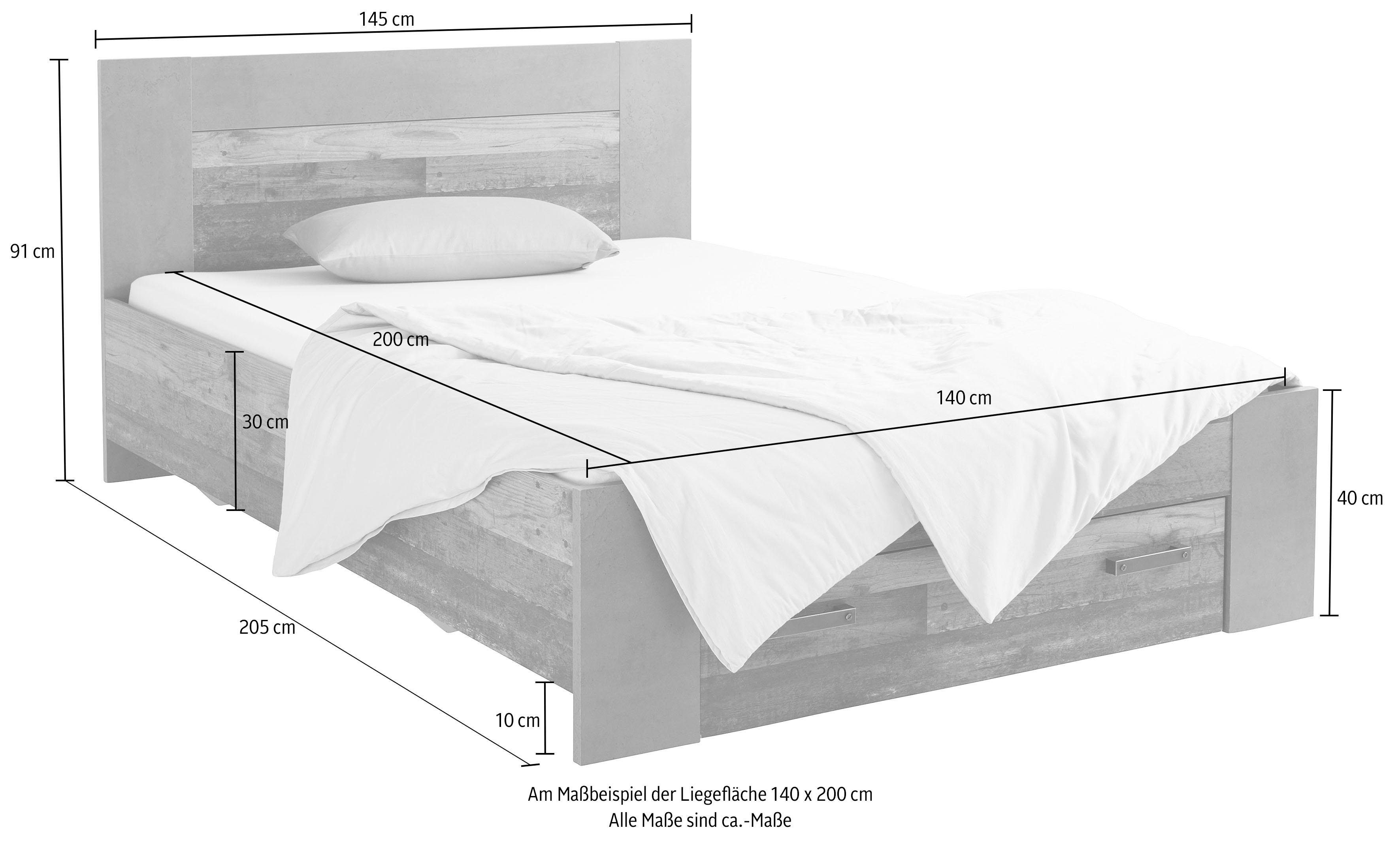 FORTE Bed Clif, Jeugdbed, Belastbaarheid 120 KG, Lade optioneel