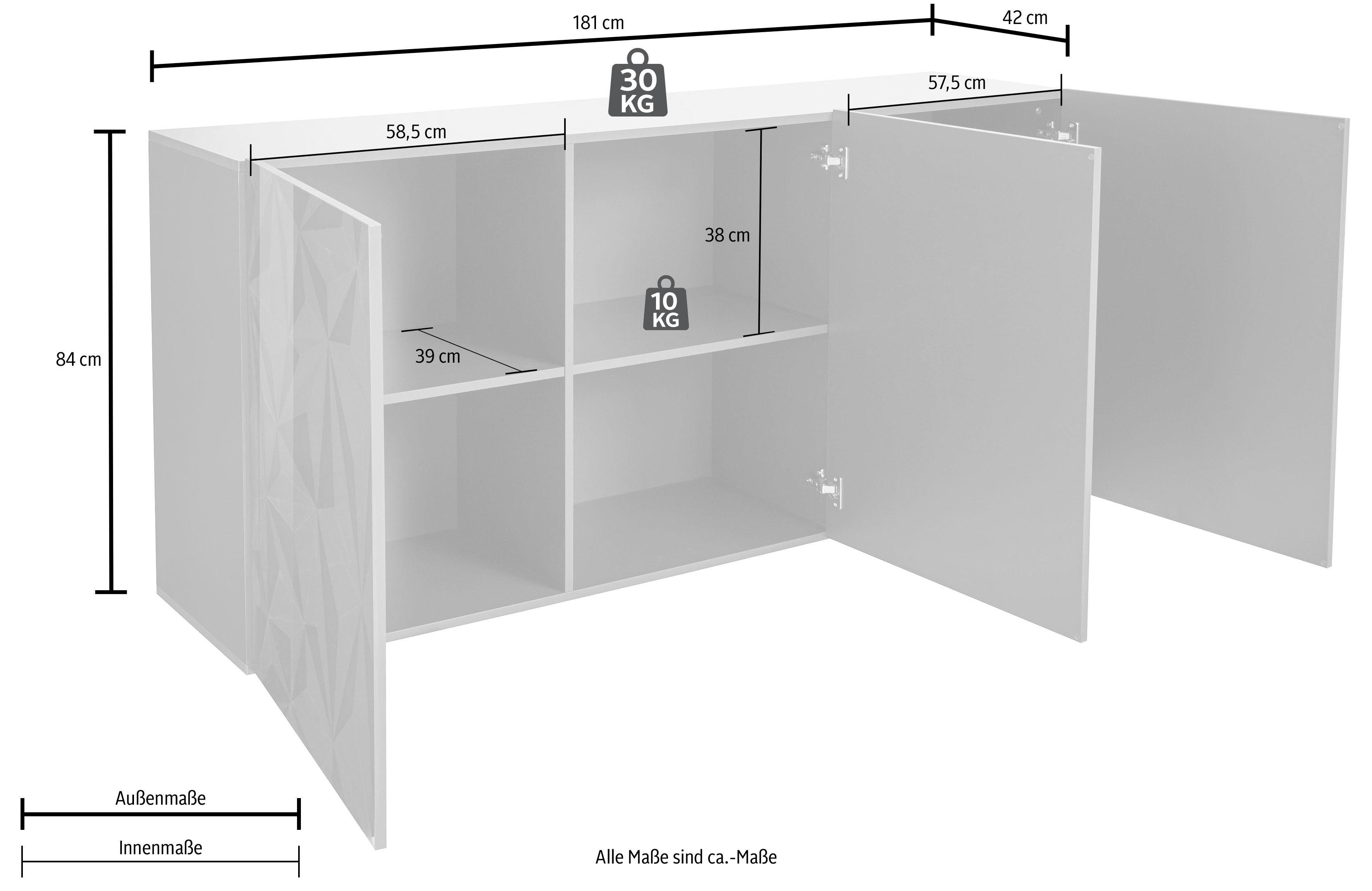 INOSIGN Dressoir Prisma Breedte 181 cm met zeefdruk
