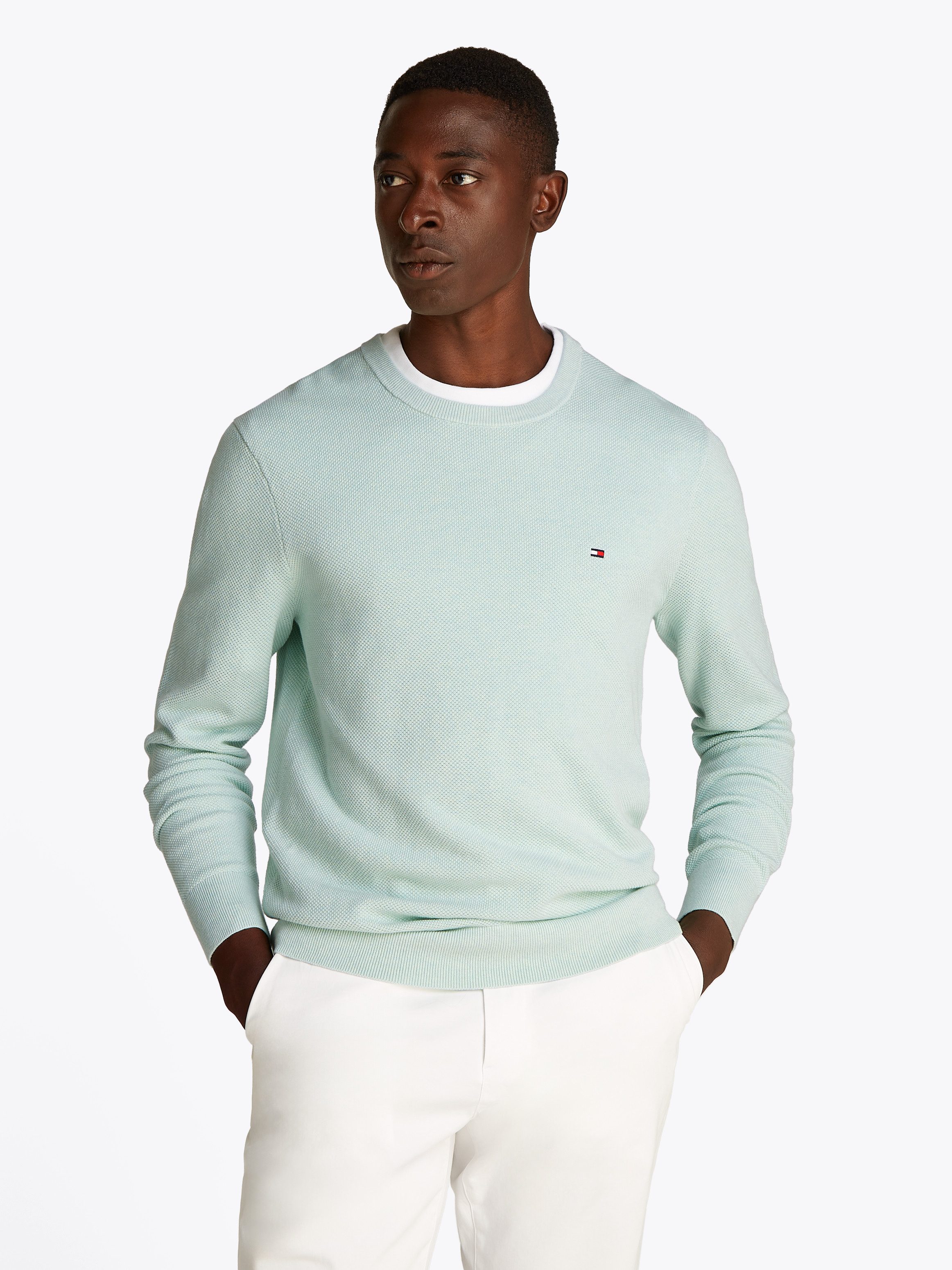 Tommy Hilfiger Trui met ronde hals ESSENTIAL STRUCTURE CREW NECK heren pullovers maat XXXL groen