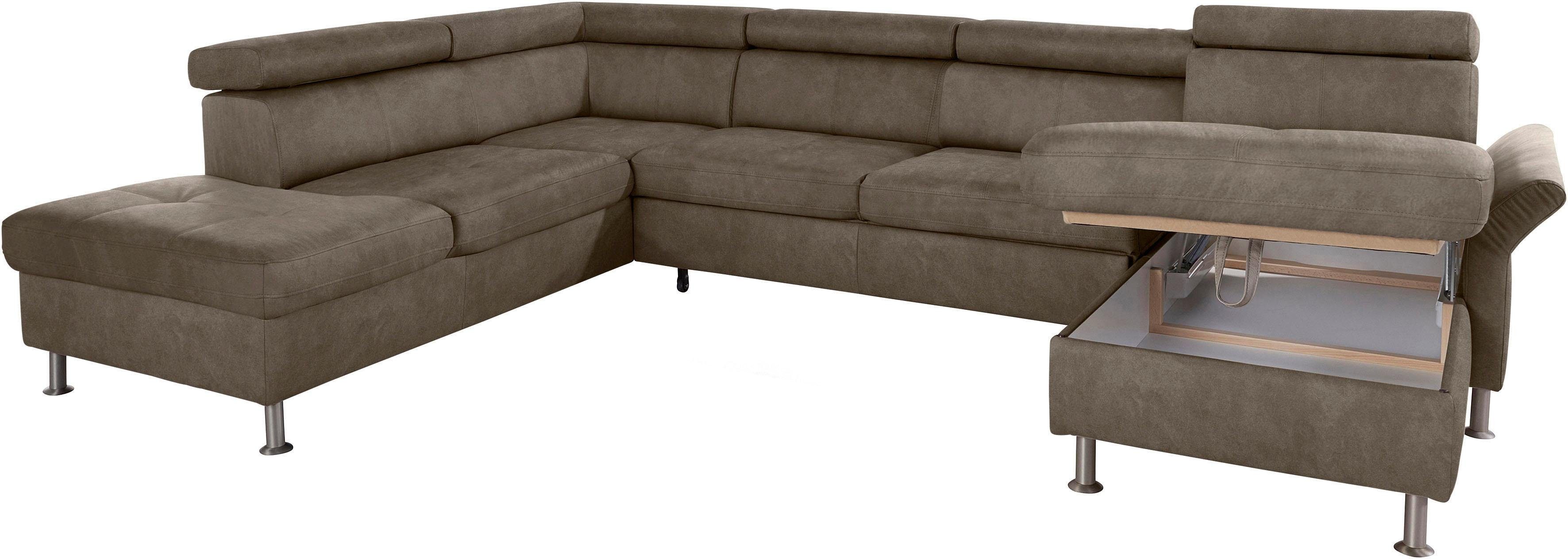 exxpo - sofa fashion Zithoek Maretto, comfortabel en handig, uitgebreide zittingstikking, U-vorm inclusief hoofdeindeverstelling voor meer zitcomfort, optioneel bedfunctie