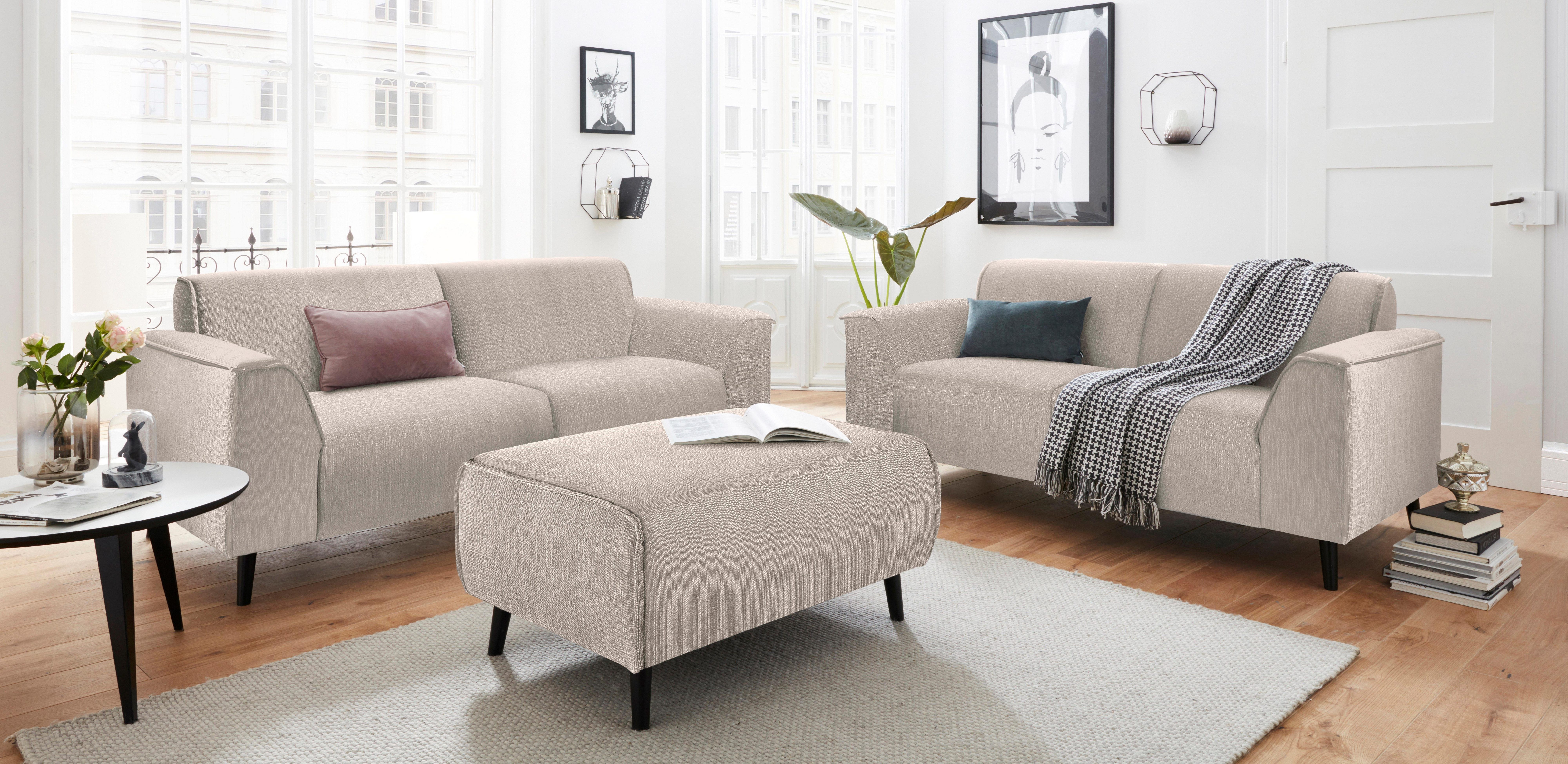 DOMO collection 2-zitsbank Amora, inclusief comfortabele veren voor meer zitcomfort