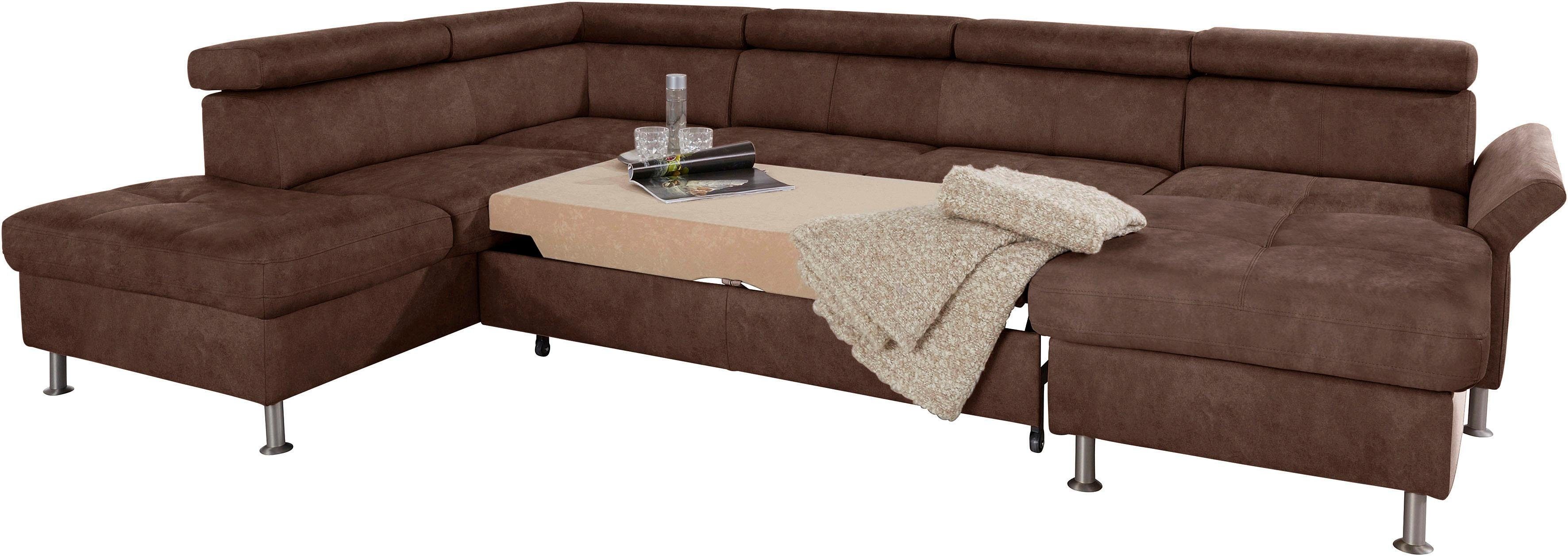 exxpo - sofa fashion Zithoek Maretto, comfortabel en handig, uitgebreide zittingstikking, U-vorm inclusief hoofdeindeverstelling voor meer zitcomfort, optioneel bedfunctie