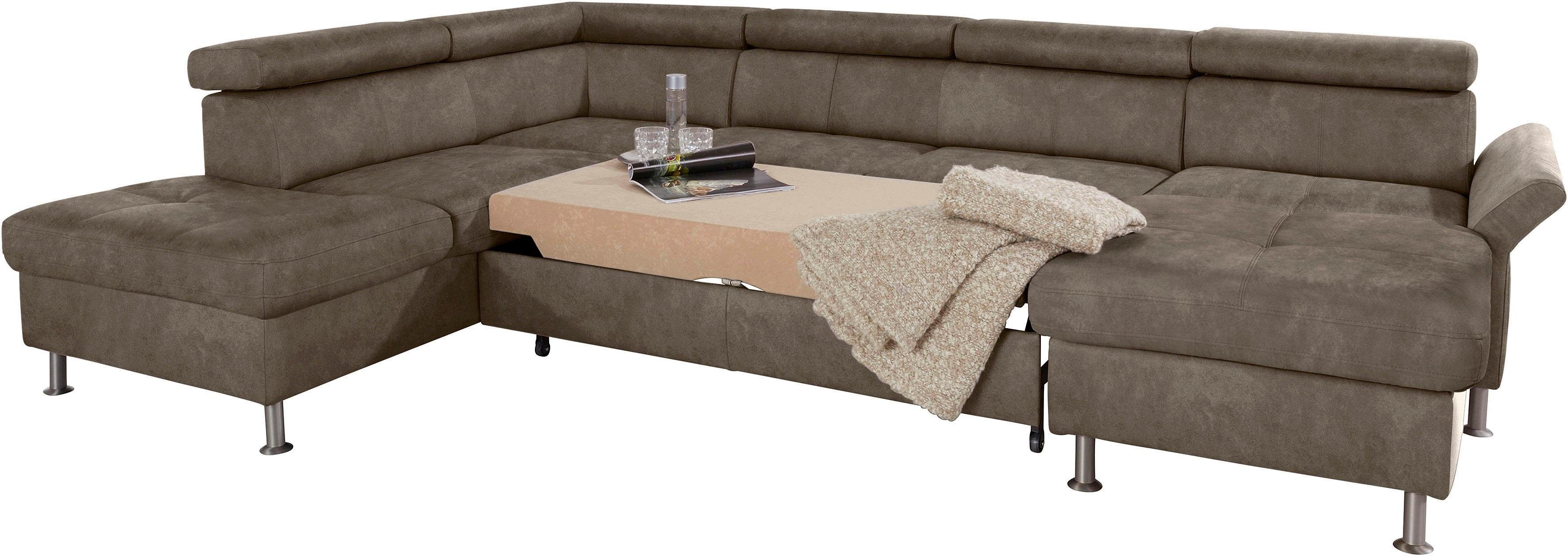 exxpo - sofa fashion Zithoek Maretto, comfortabel en handig, uitgebreide zittingstikking, U-vorm inclusief hoofdeindeverstelling voor meer zitcomfort, optioneel bedfunctie