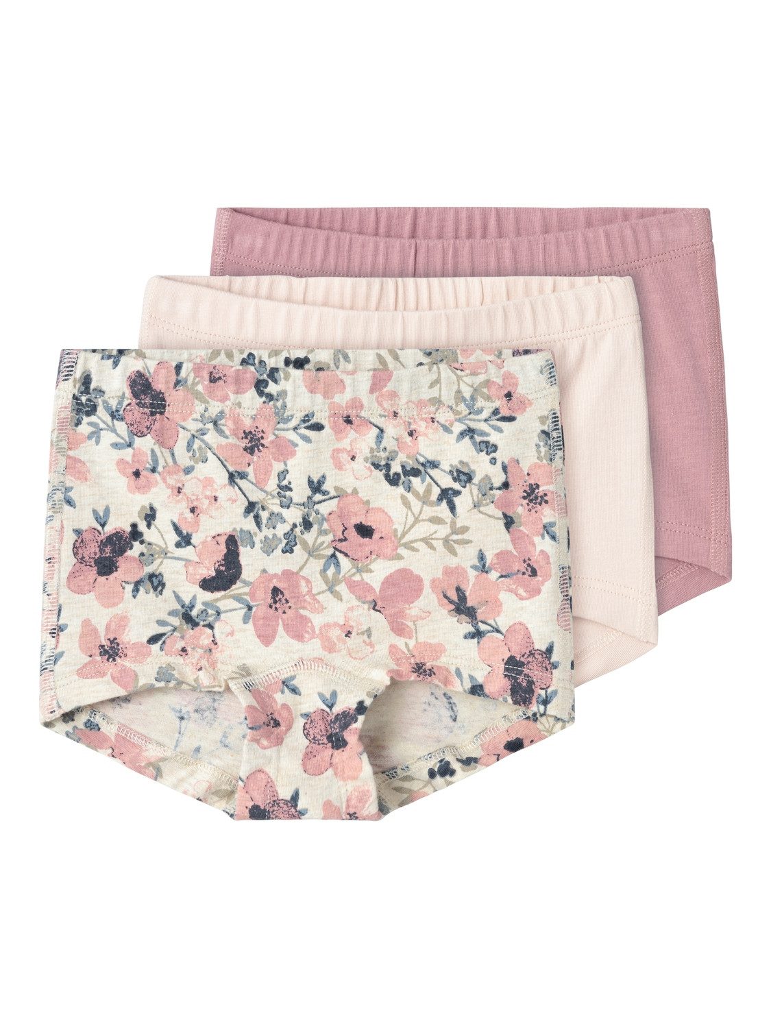 Name it MINI shorts set van 3 met bloemen roze ecru lichtroze Slip Meisjes Stretchkatoen 104