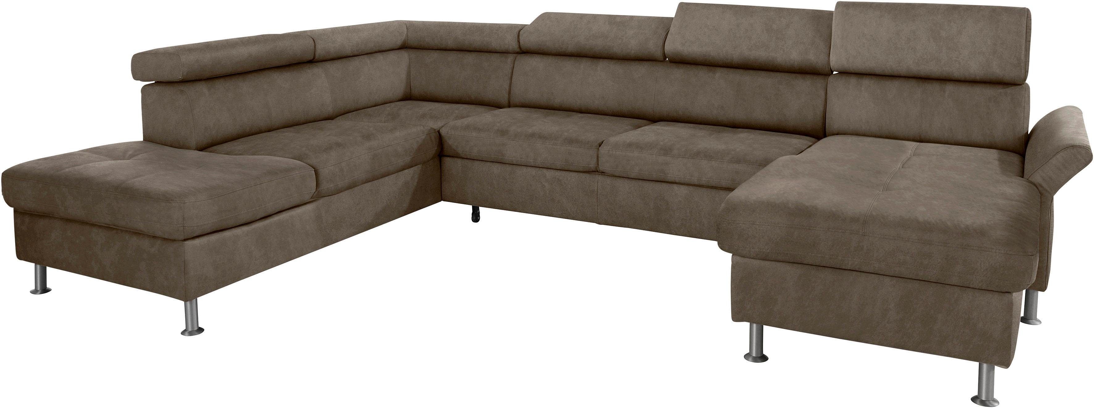 exxpo - sofa fashion Zithoek Maretto, comfortabel en handig, uitgebreide zittingstikking, U-vorm inclusief hoofdeindeverstelling voor meer zitcomfort, optioneel bedfunctie