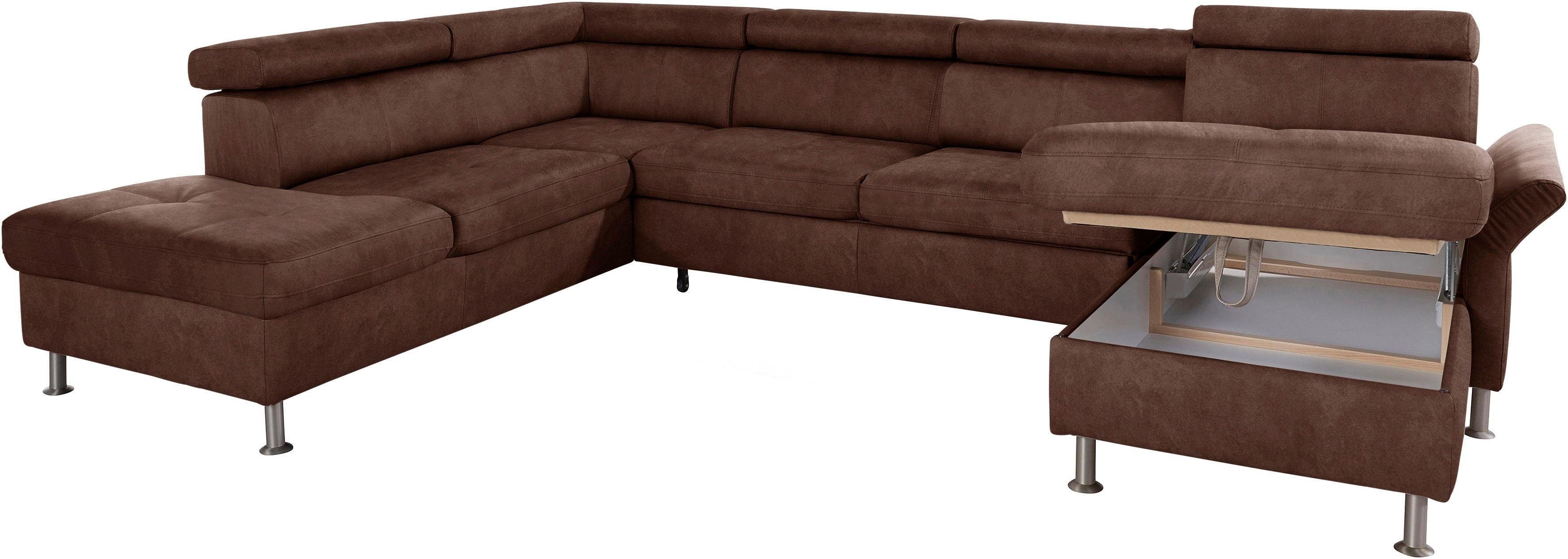 exxpo - sofa fashion Zithoek Maretto, comfortabel en handig, uitgebreide zittingstikking, U-vorm inclusief hoofdeindeverstelling voor meer zitcomfort, optioneel bedfunctie