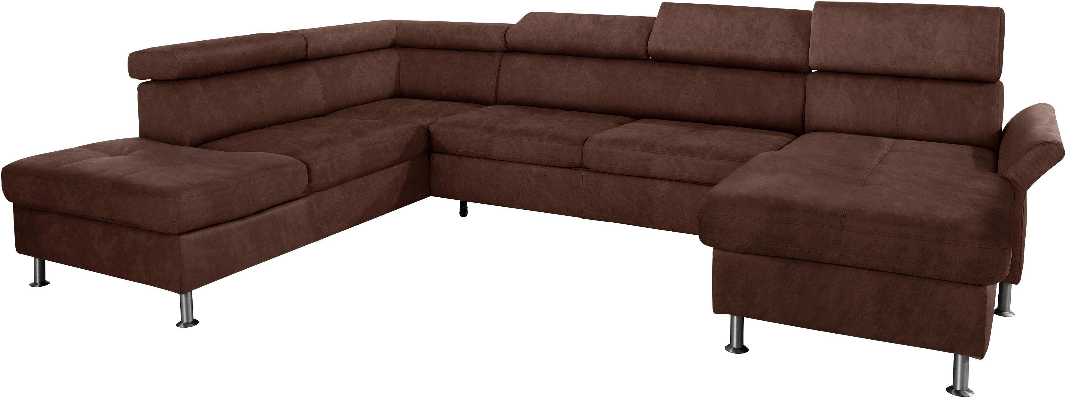 exxpo - sofa fashion Zithoek Maretto, comfortabel en handig, uitgebreide zittingstikking, U-vorm inclusief hoofdeindeverstelling voor meer zitcomfort, optioneel bedfunctie