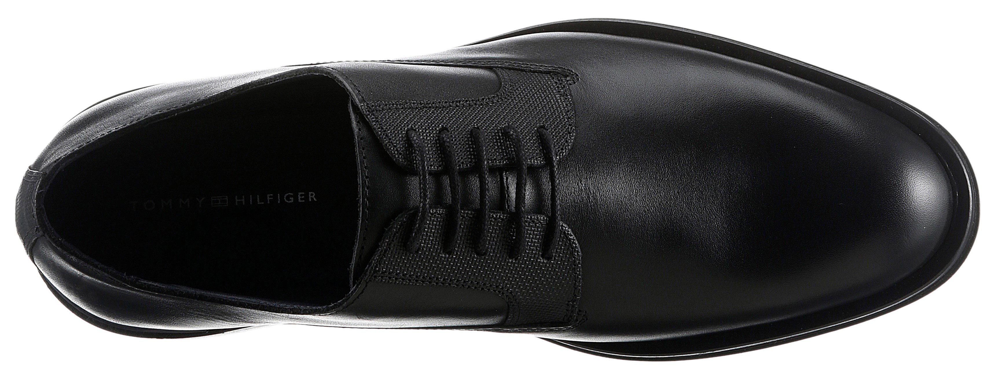 Tommy Hilfiger Veterschoenen CORE RWB HILFIGER TEXT LTH SHOE , vrijetijdsschoen, lage schoen, veterschoen met logovlag aan de hak