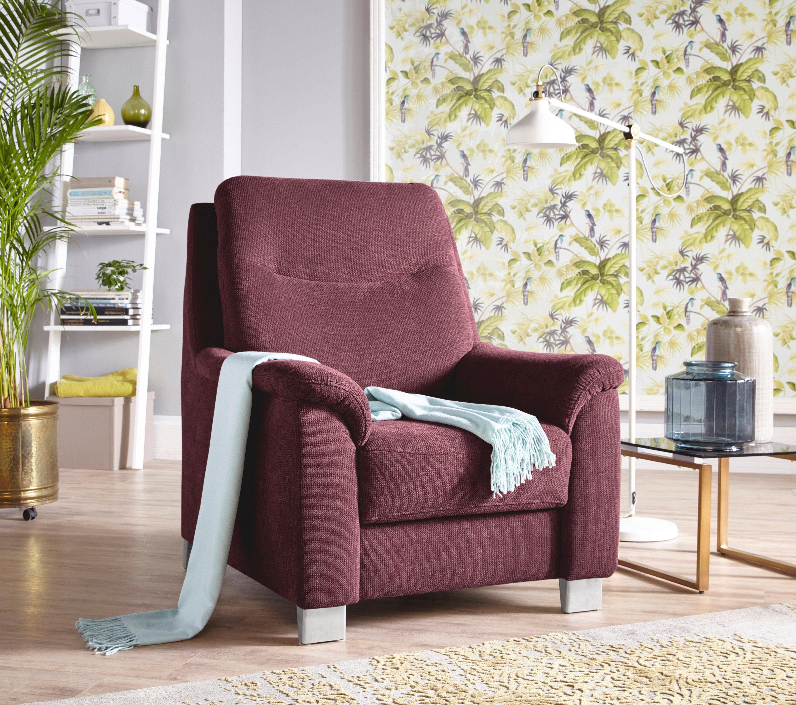sit&more Fauteuil Boccaccio met binnenvering en verstelbare hoofdsteun fauteuils maat Luxe-microvezel rood