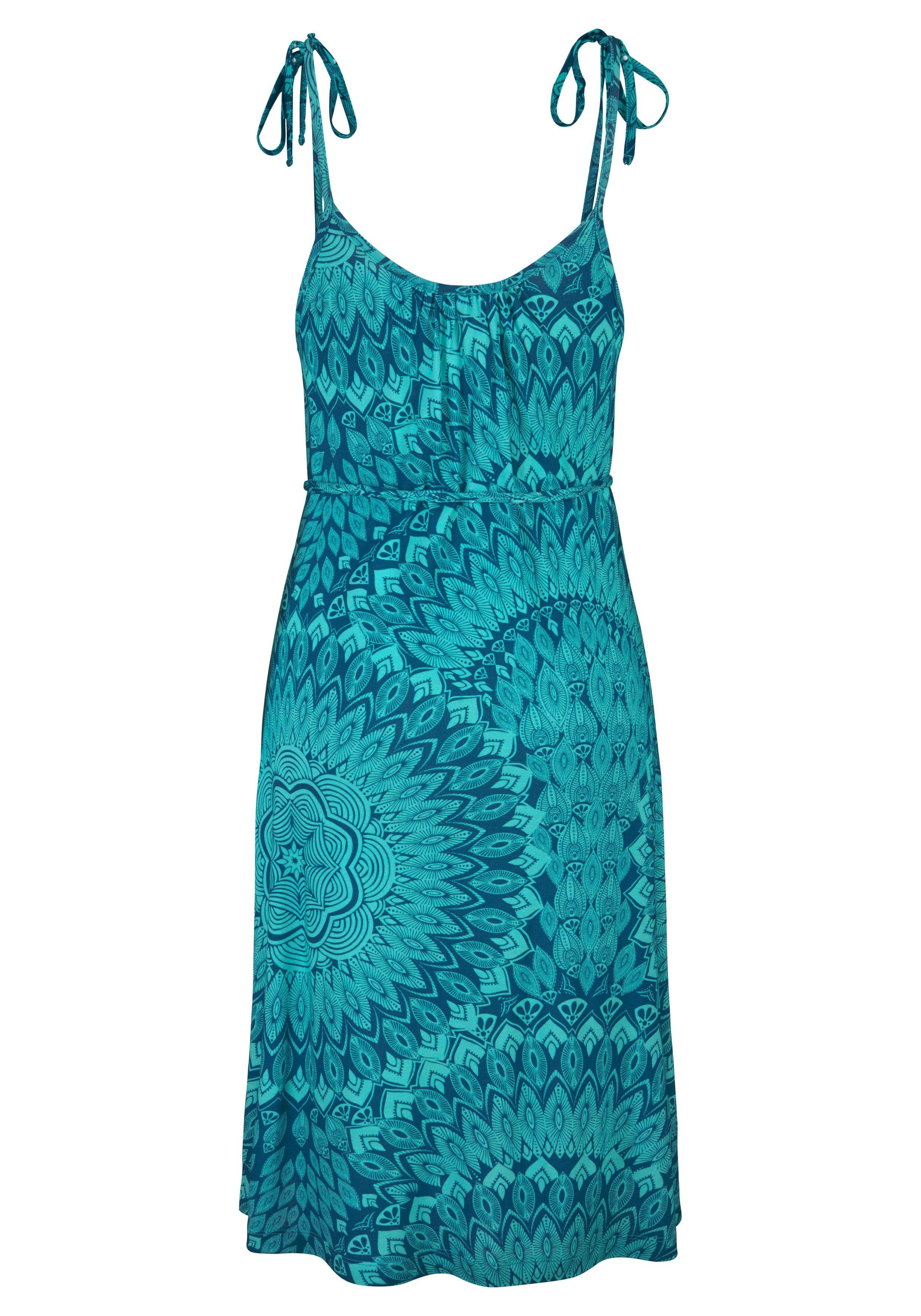 s.Oliver RED LABEL Beachwear Strandjurk in allover print, zomer jurk in etno-stijl (Met bindstrik)
