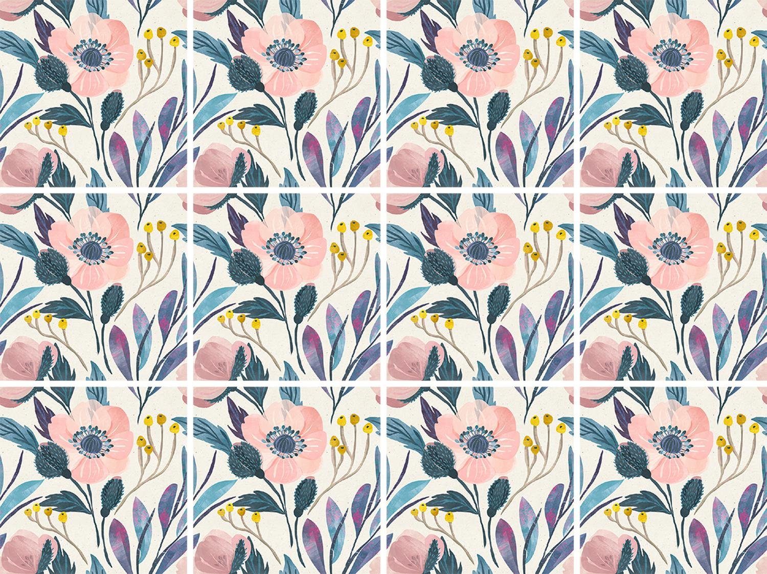 queence Tegelsticker Plant Stickertegels, zelfklevend, stickers, 12-delige set wandstickers multicolor