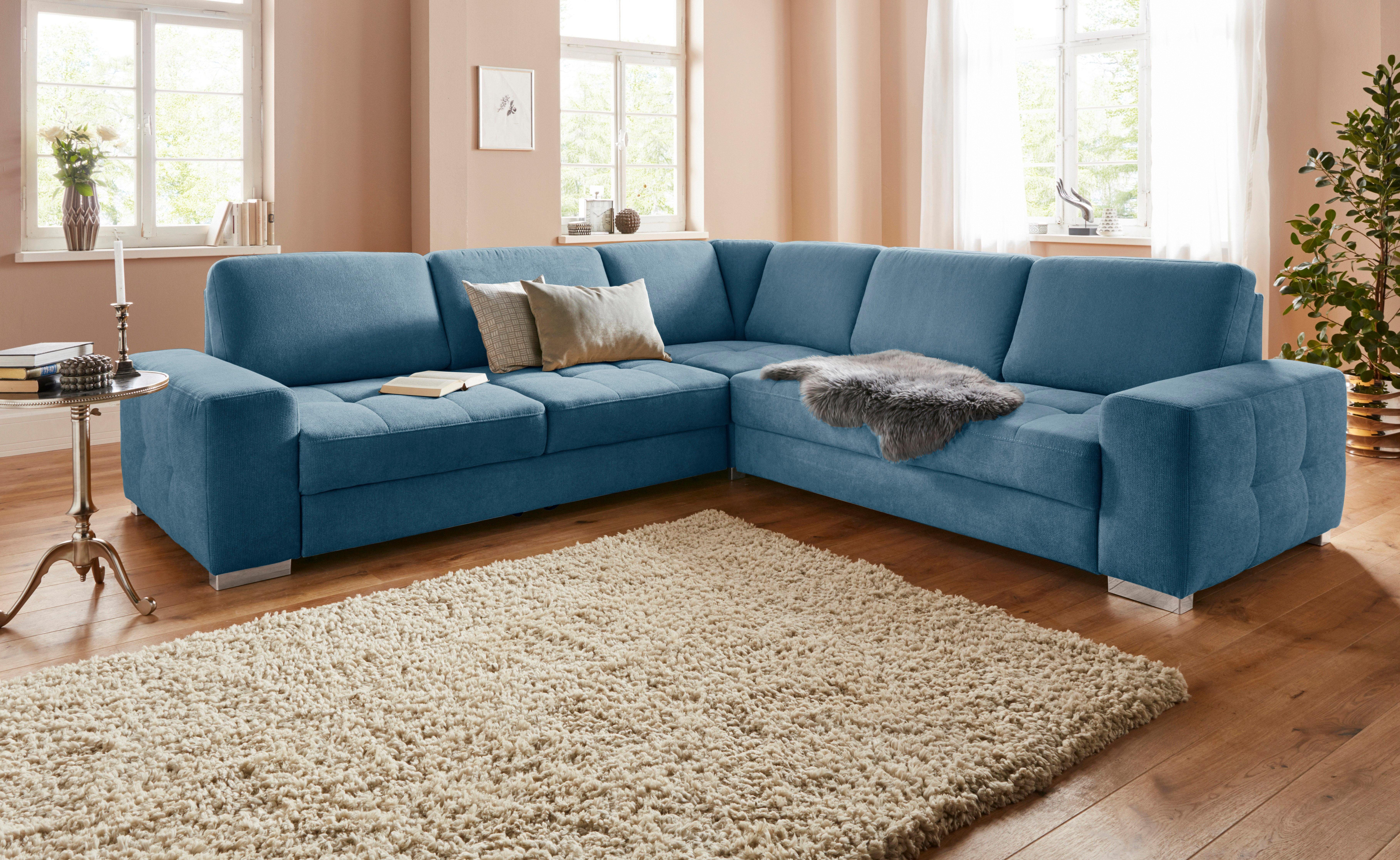 Sit&more Hoekbank Santorini L-vorm met binnenvering en zitdiepteverstelling, naar keuze met slaapfunctie