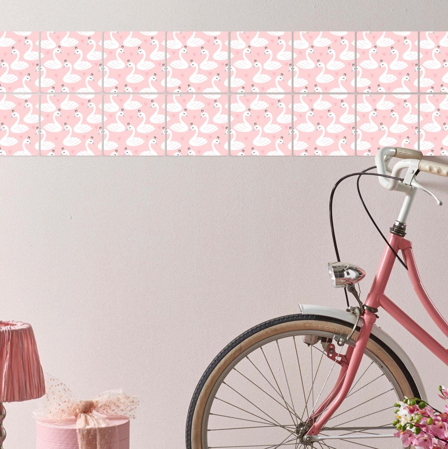 queence Tegelsticker Zwanen Stickertegels, zelfklevend, stickers, 12-delige set