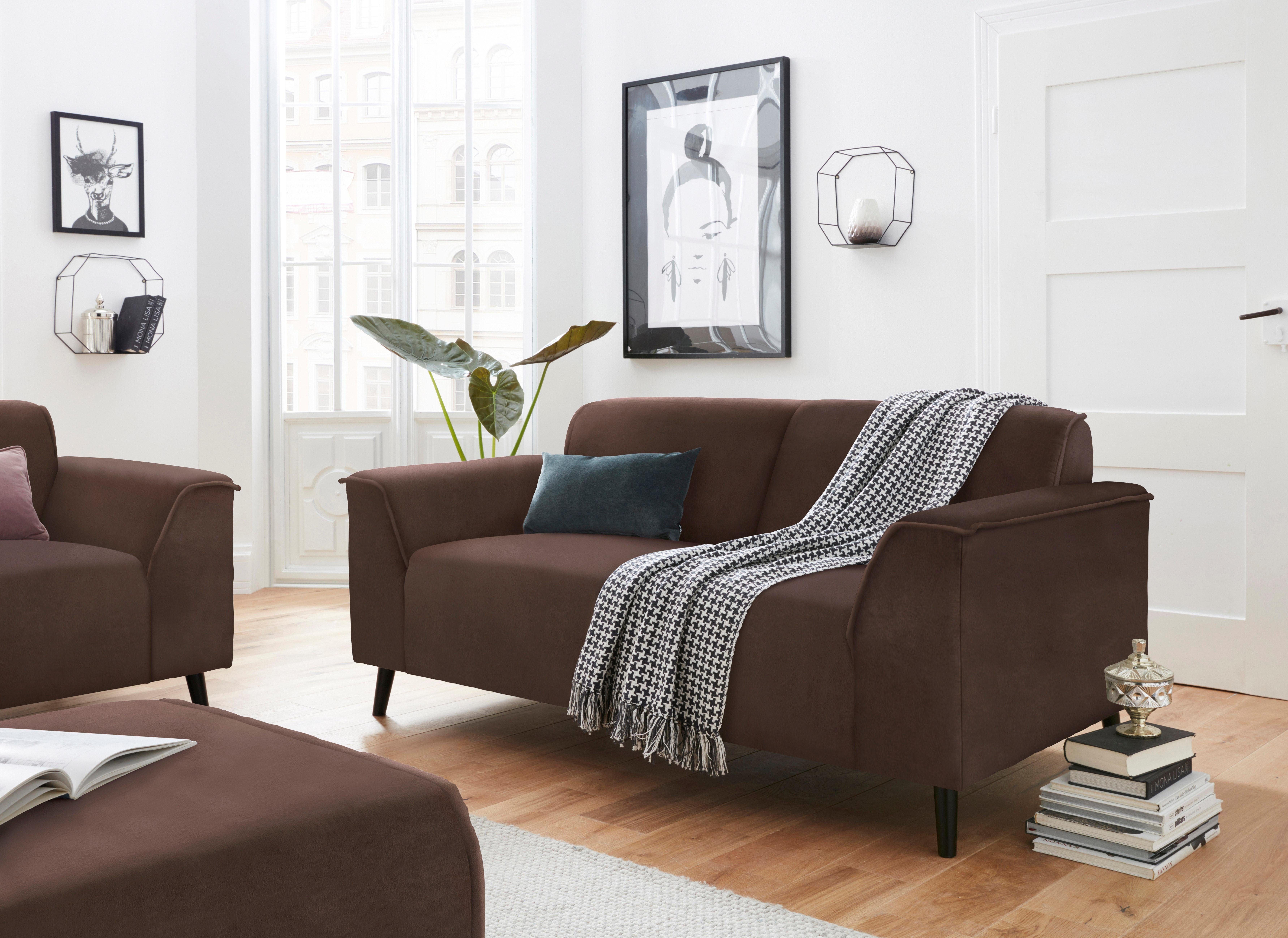 DOMO collection 2-zitsbank Amora, inclusief comfortabele veren voor meer zitcomfort