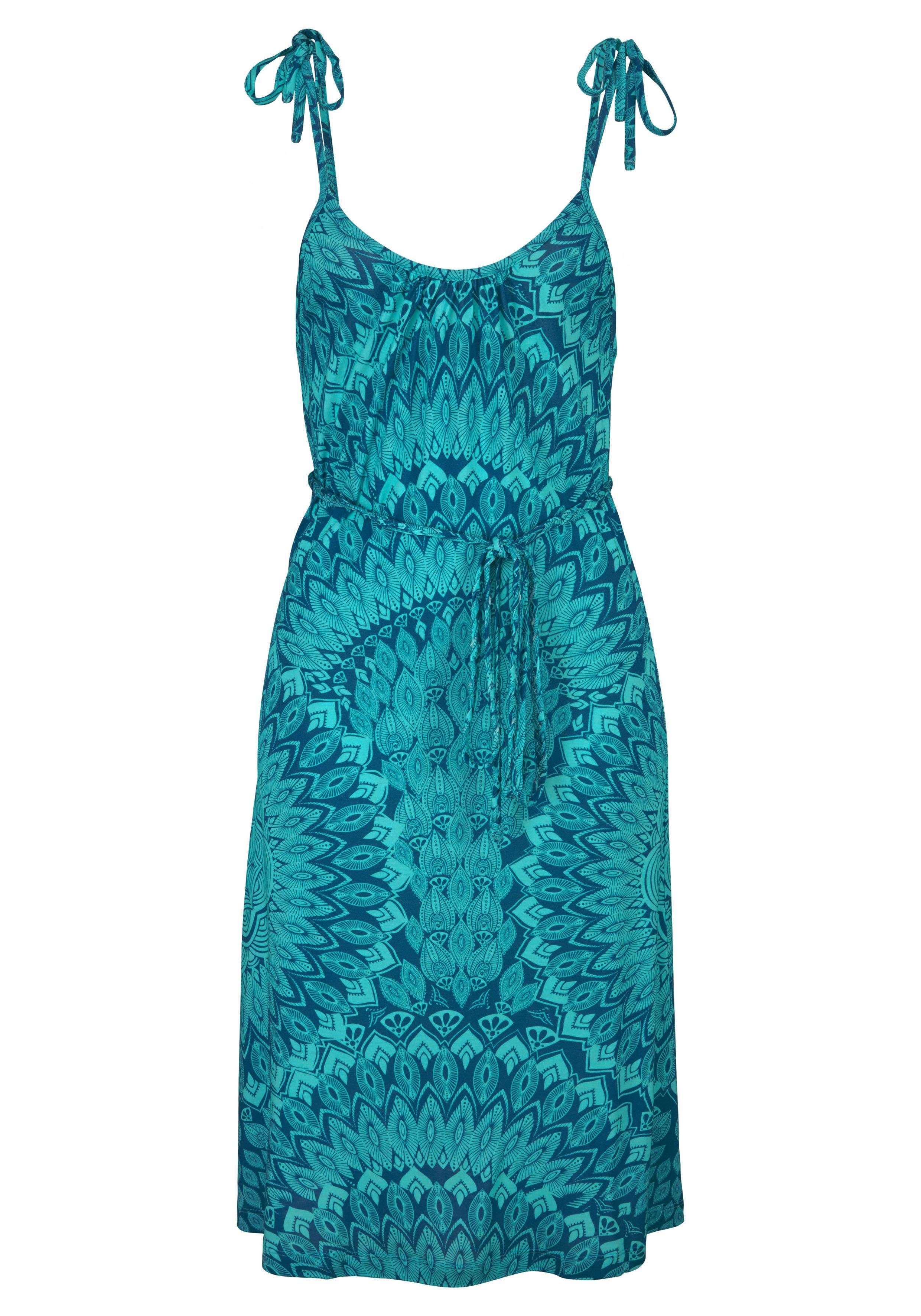 s.Oliver RED LABEL Beachwear Strandjurk in allover print, zomer jurk in etno-stijl (Met bindstrik)