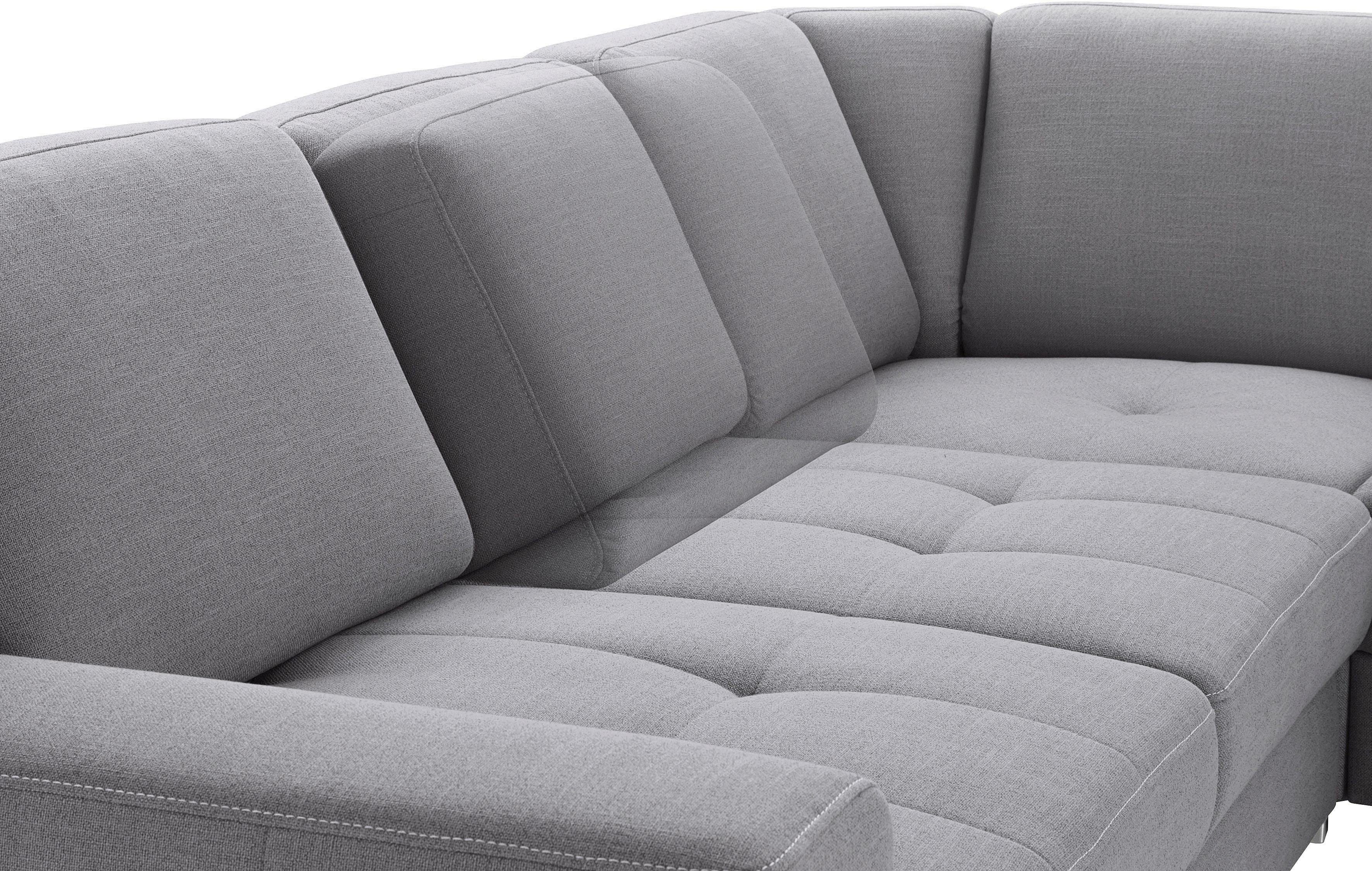 sit&more Hoekbank Santorini L-vorm met binnenvering en zitdiepteverstelling, naar keuze met slaapfunctie