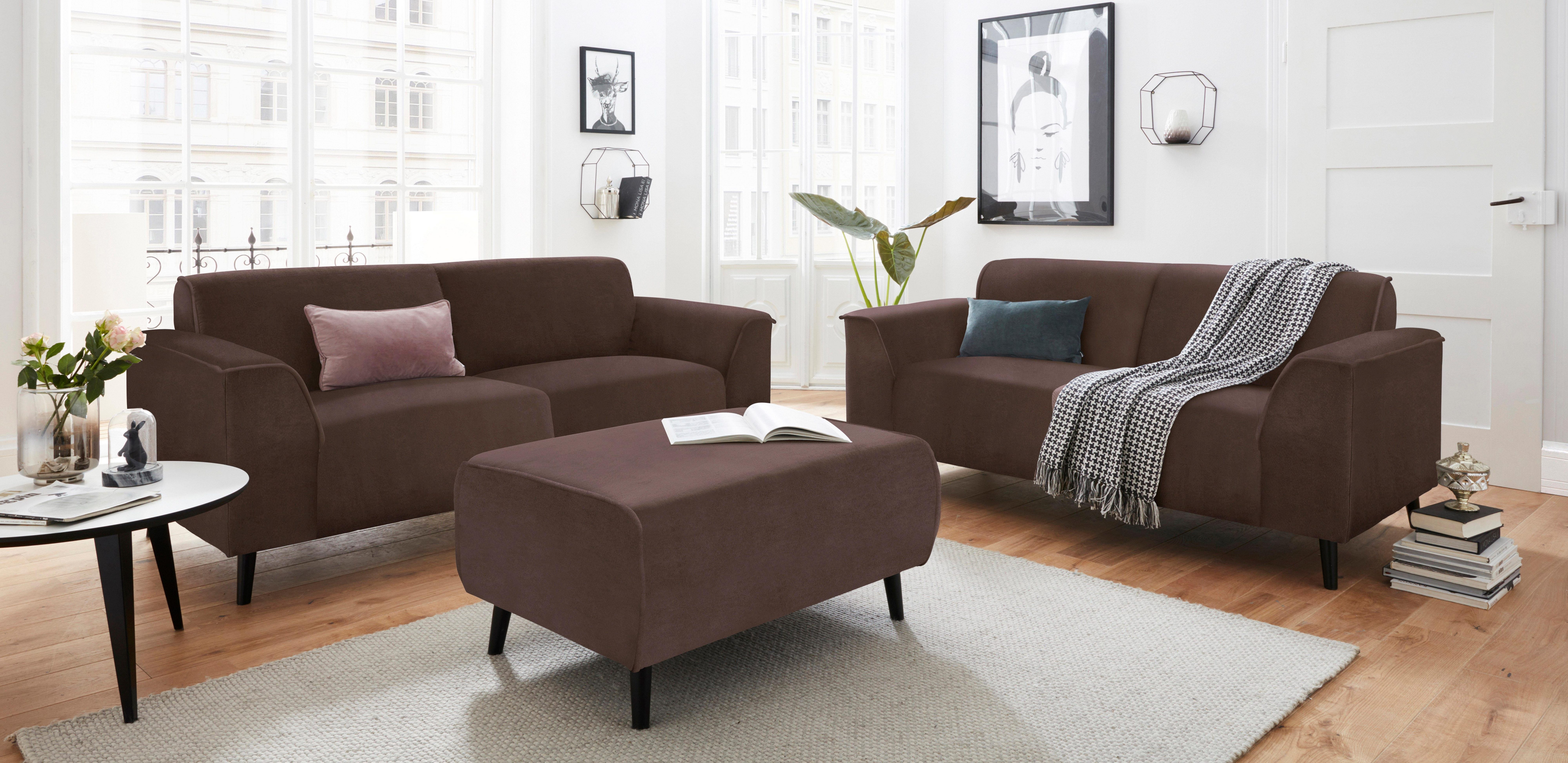 DOMO collection 2-zitsbank Amora, inclusief comfortabele veren voor meer zitcomfort