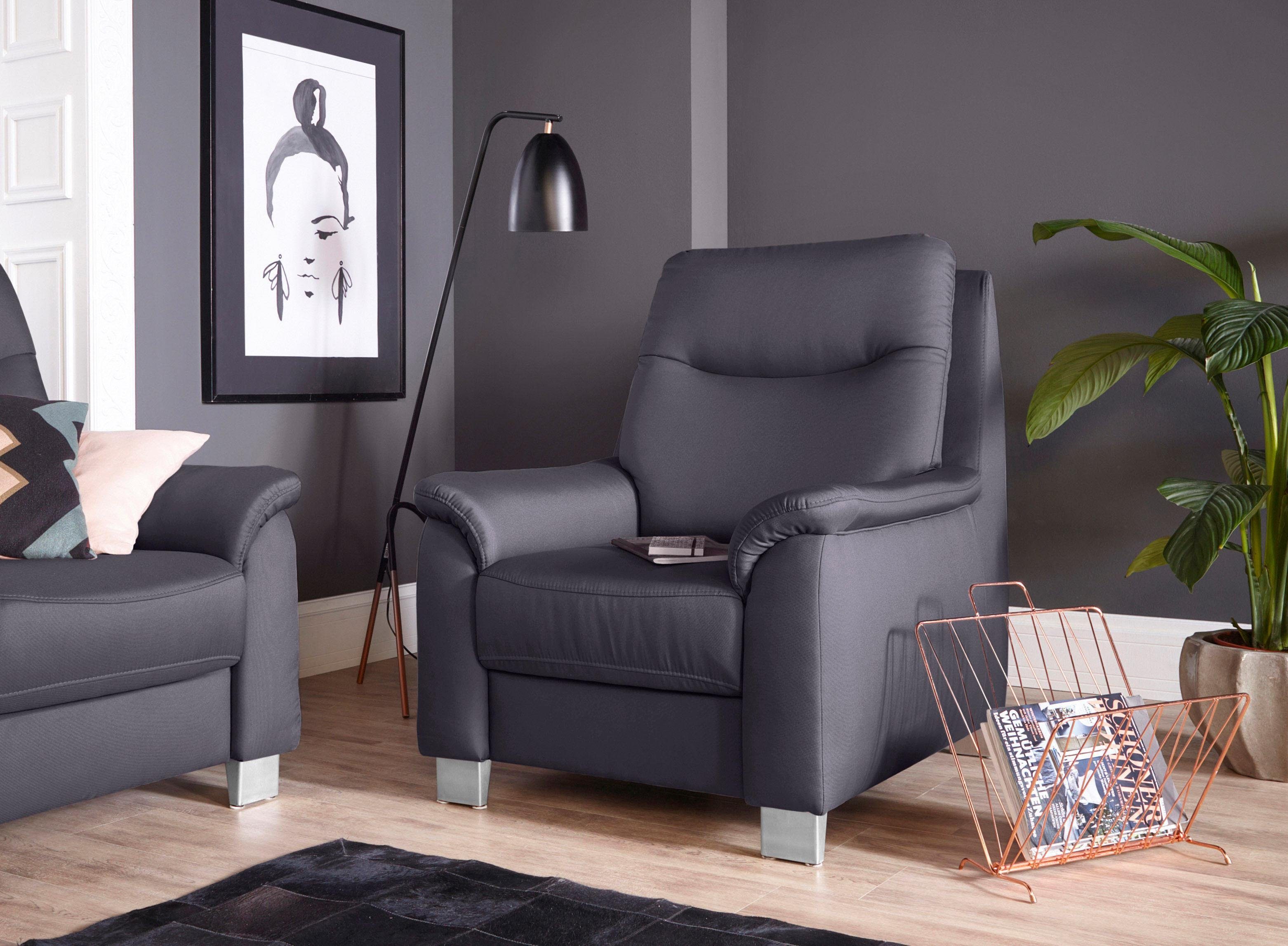 sit&more Fauteuil Boccaccio met binnenvering en verstelbare hoofdsteun fauteuils grijs