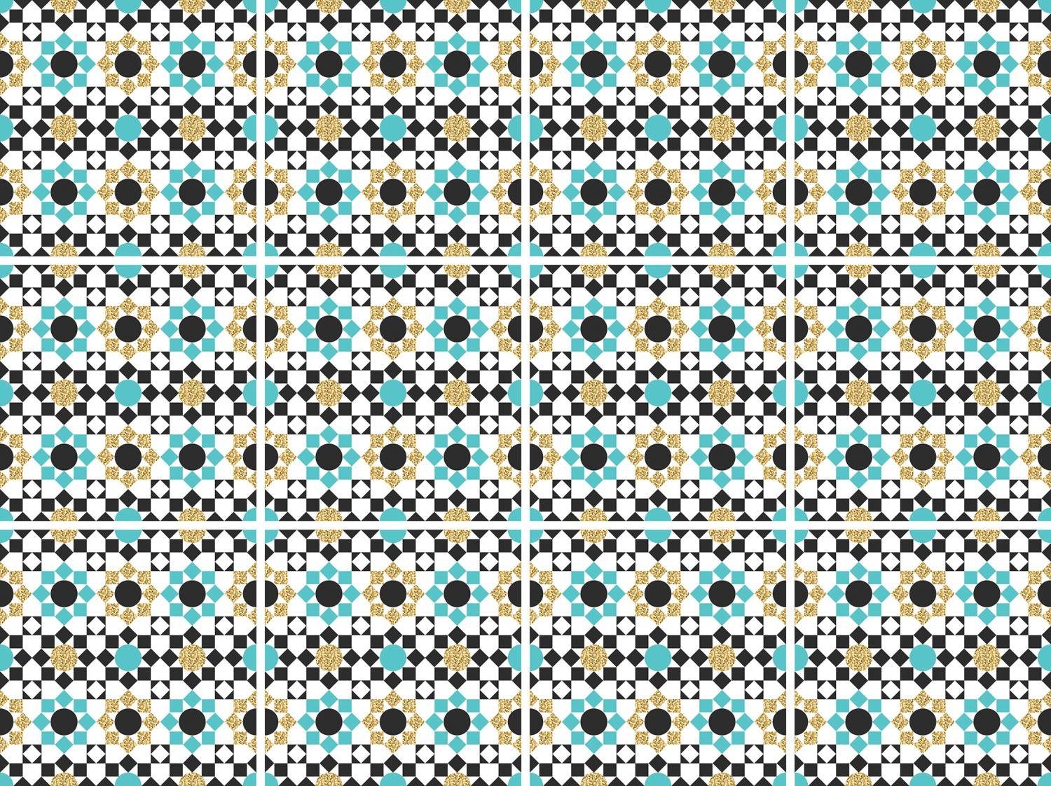 queence Tegelsticker Mozaïek motief Stickertegels, zelfklevend, stickers, 12-delige set (12 stuks) wandstickers blauw